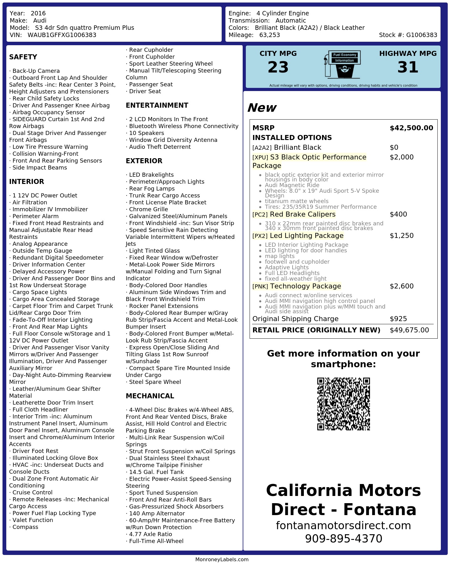 Monroney Label