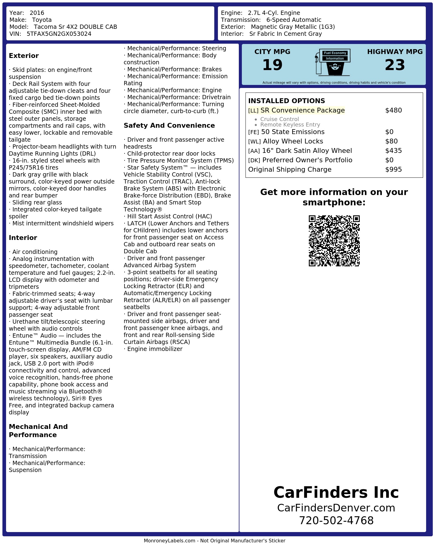 Monroney Label