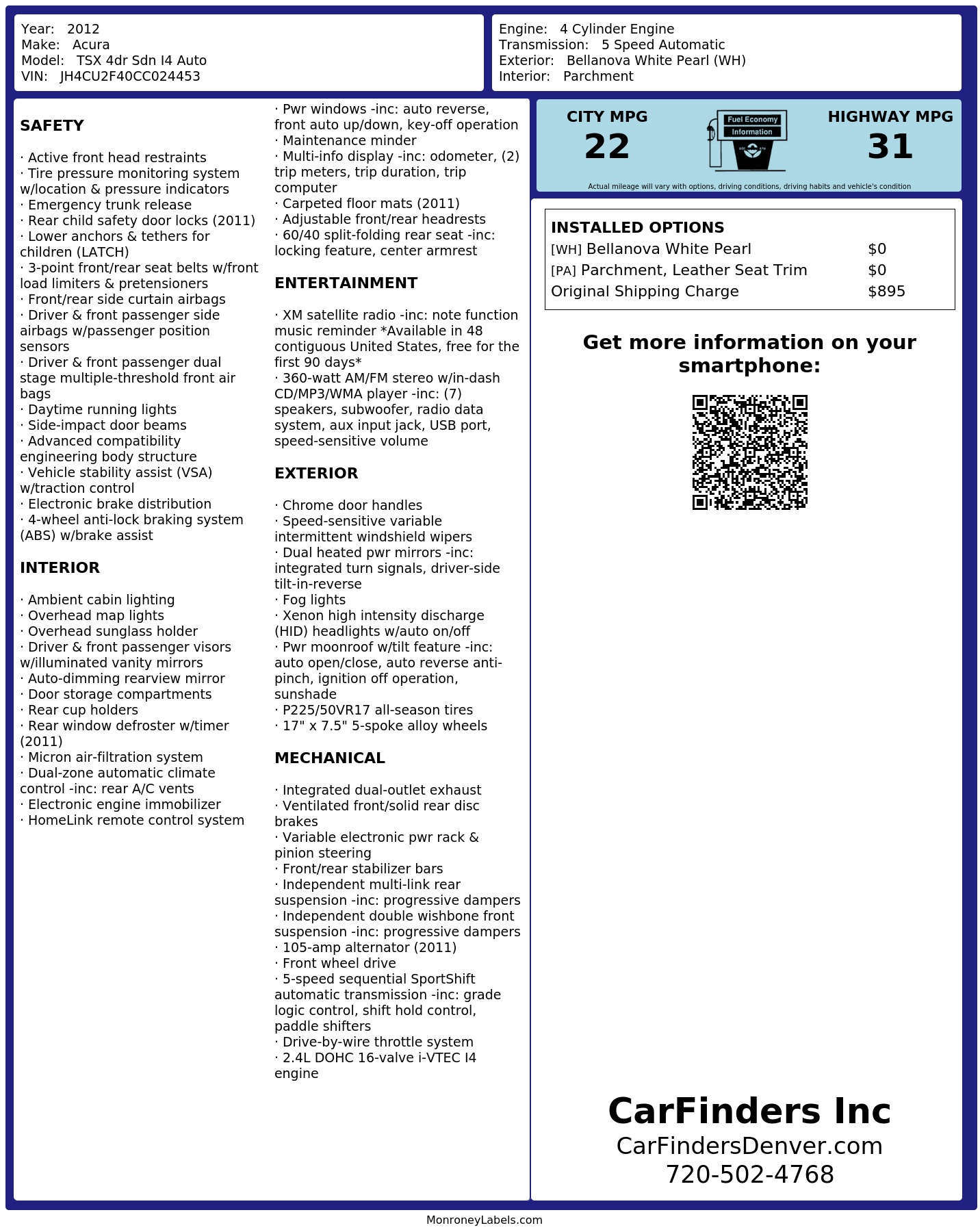 Monroney Label