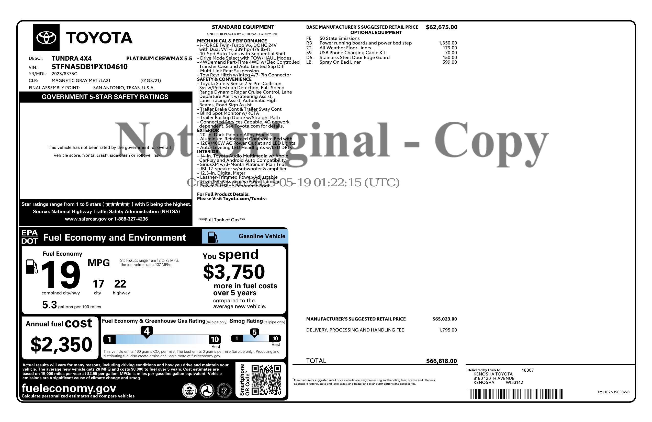 Monroney Label