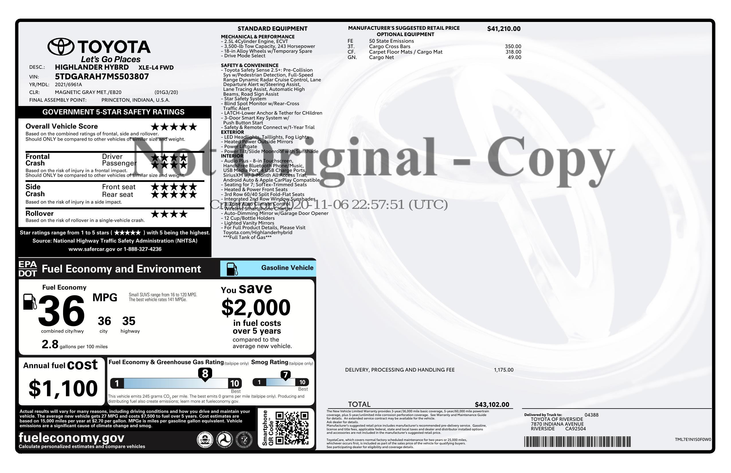 Monroney Label