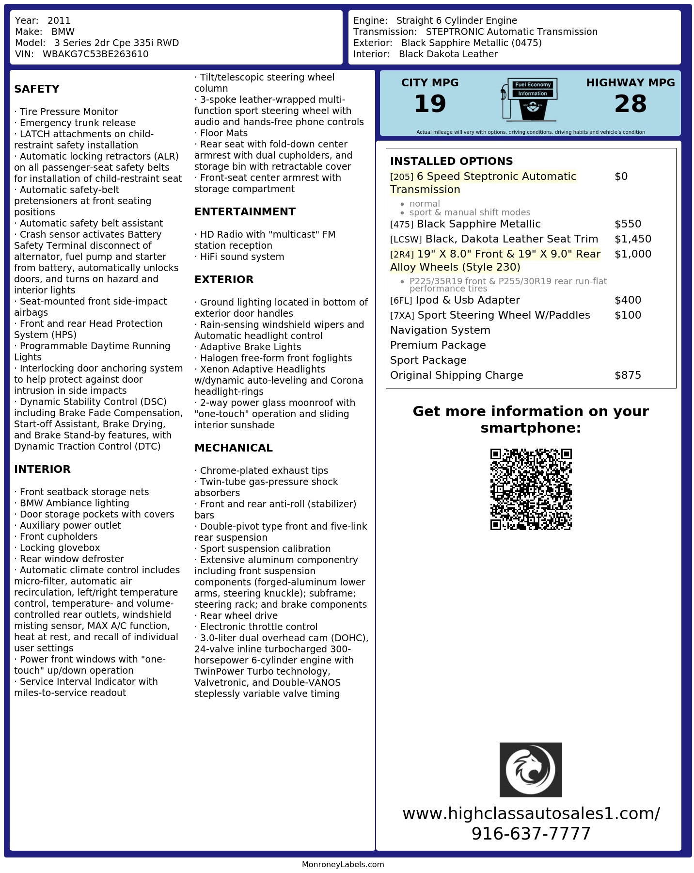 Monroney Label