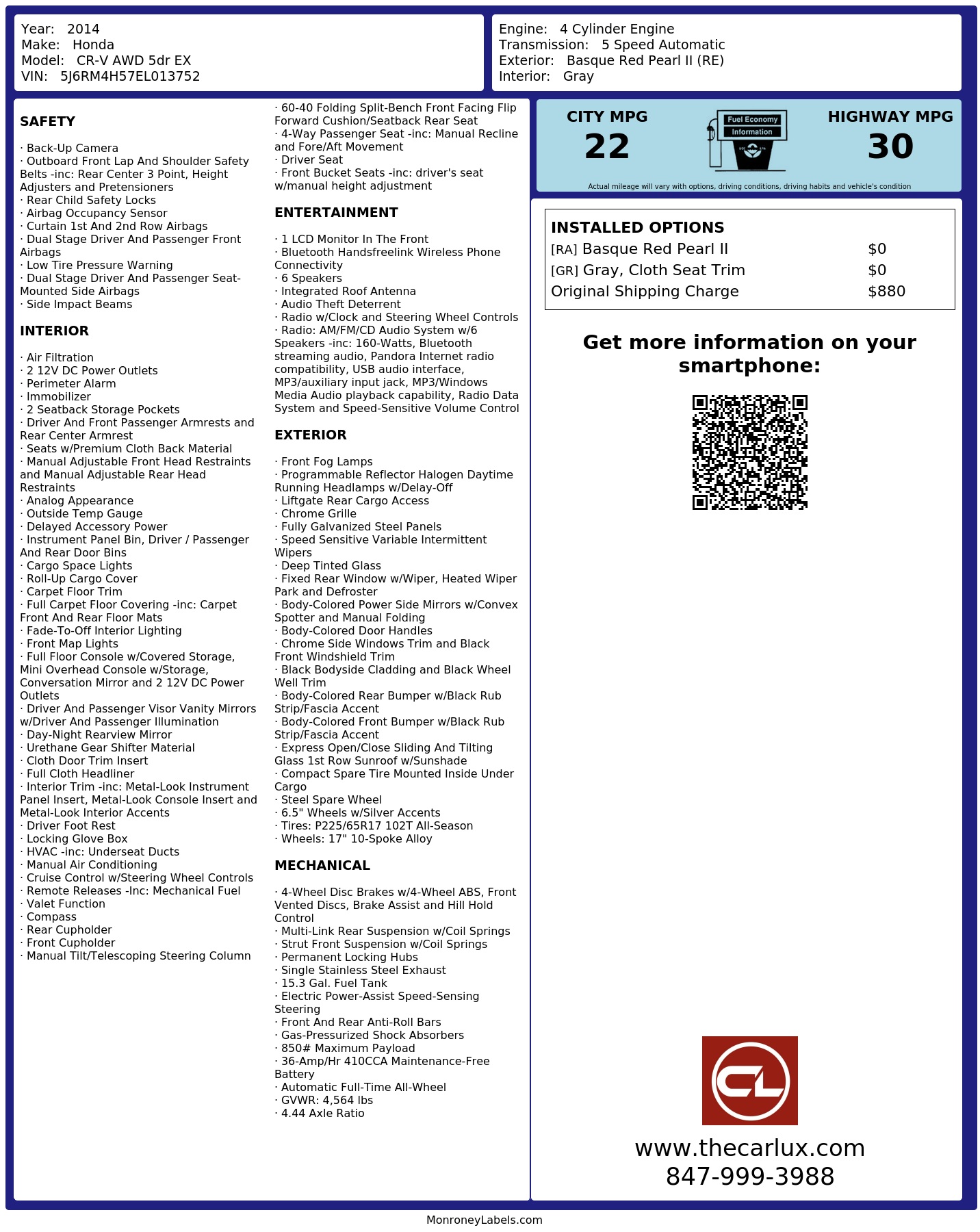 Monroney Label