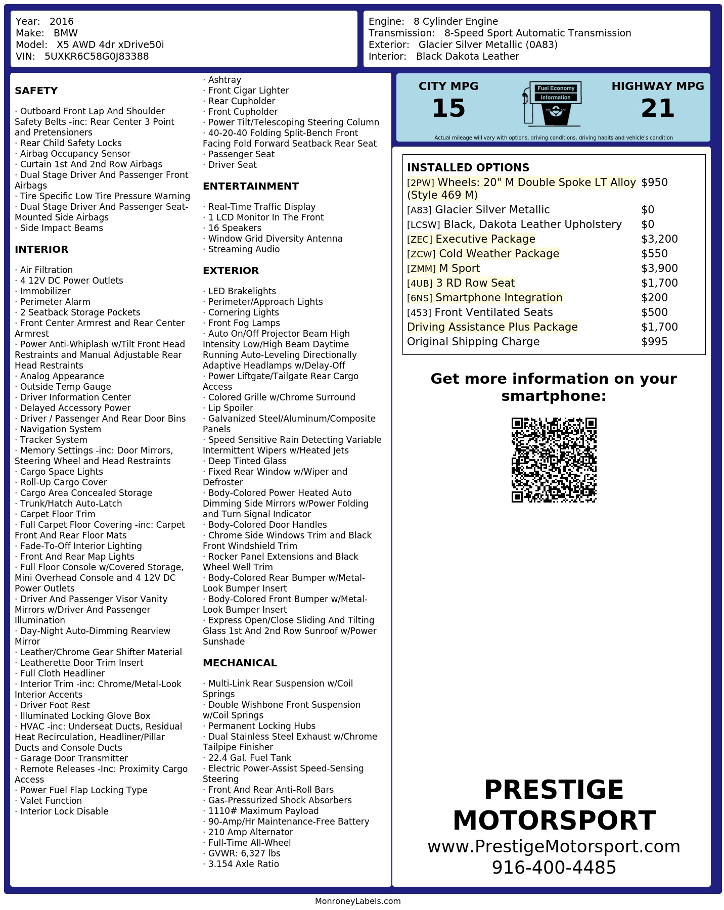 Monroney Label