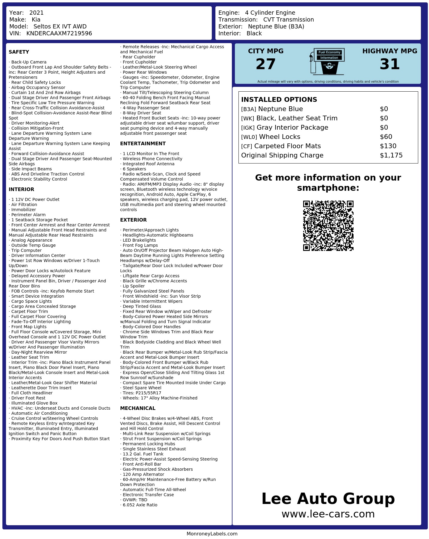 Monroney Label