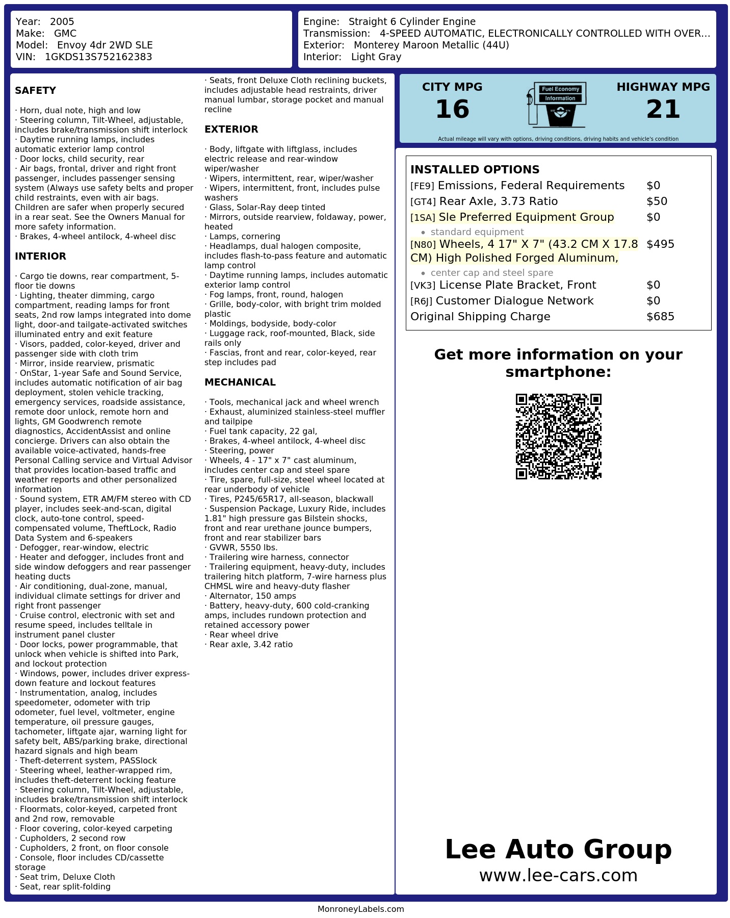 Monroney Label