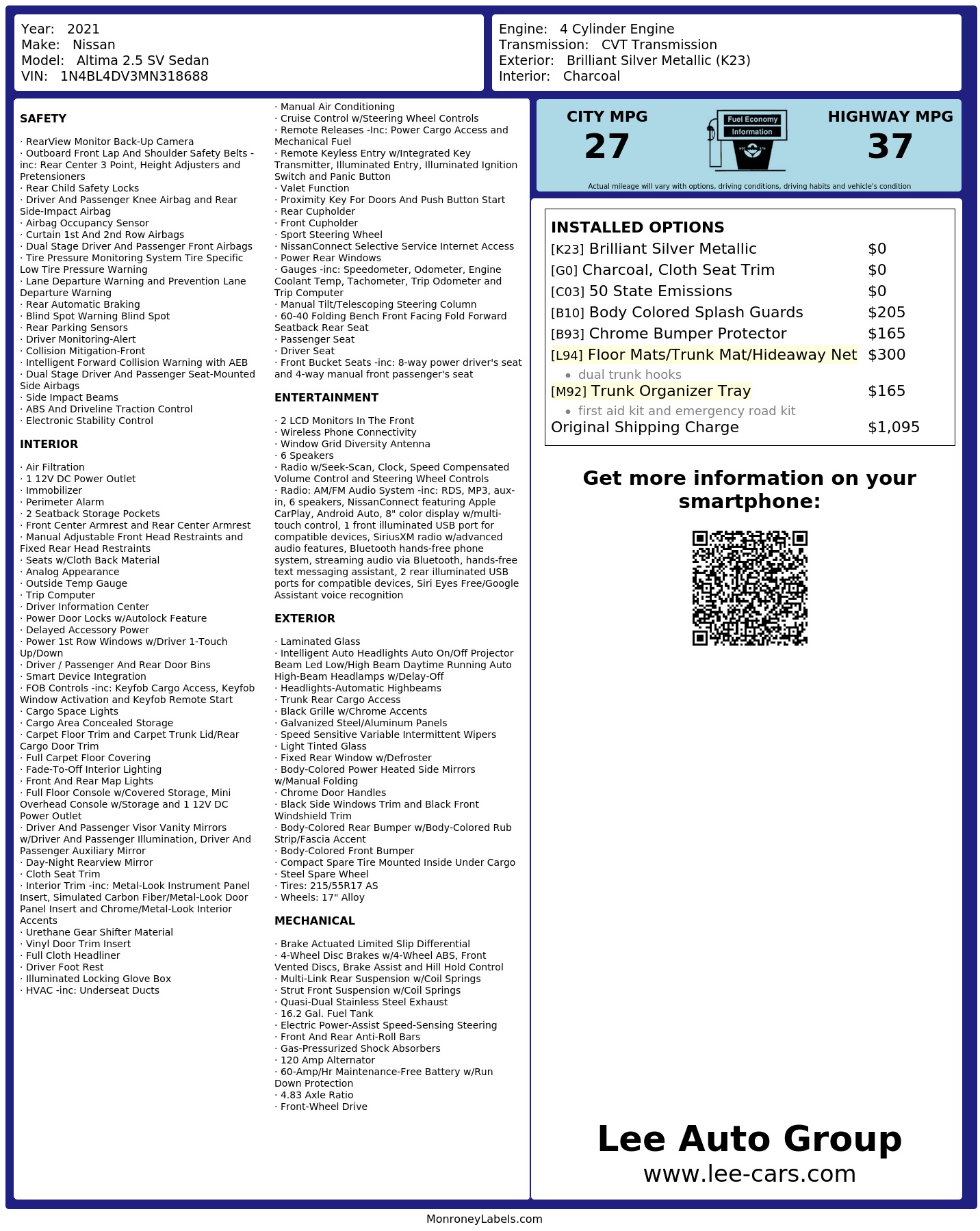 Monroney Label