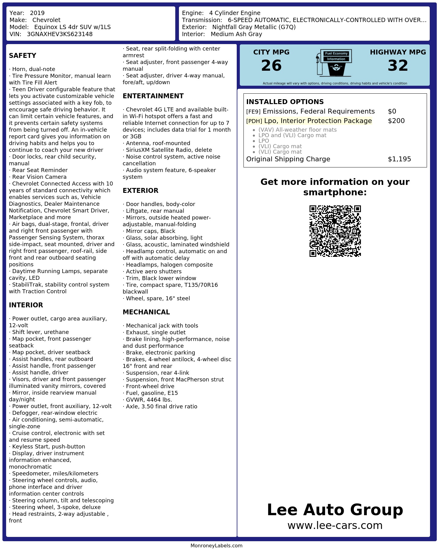 Monroney Label