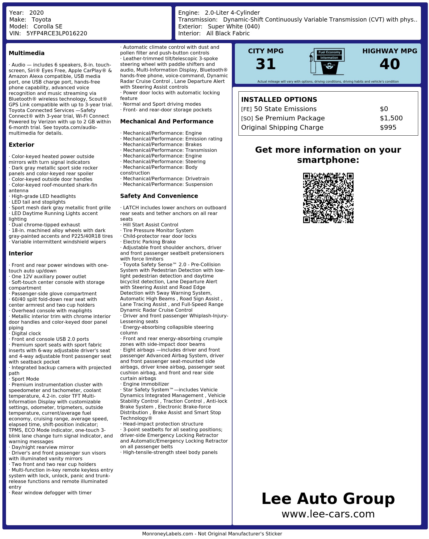 Monroney Label