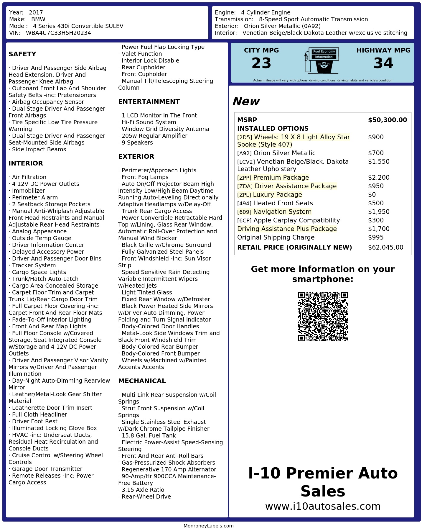 Monroney Label