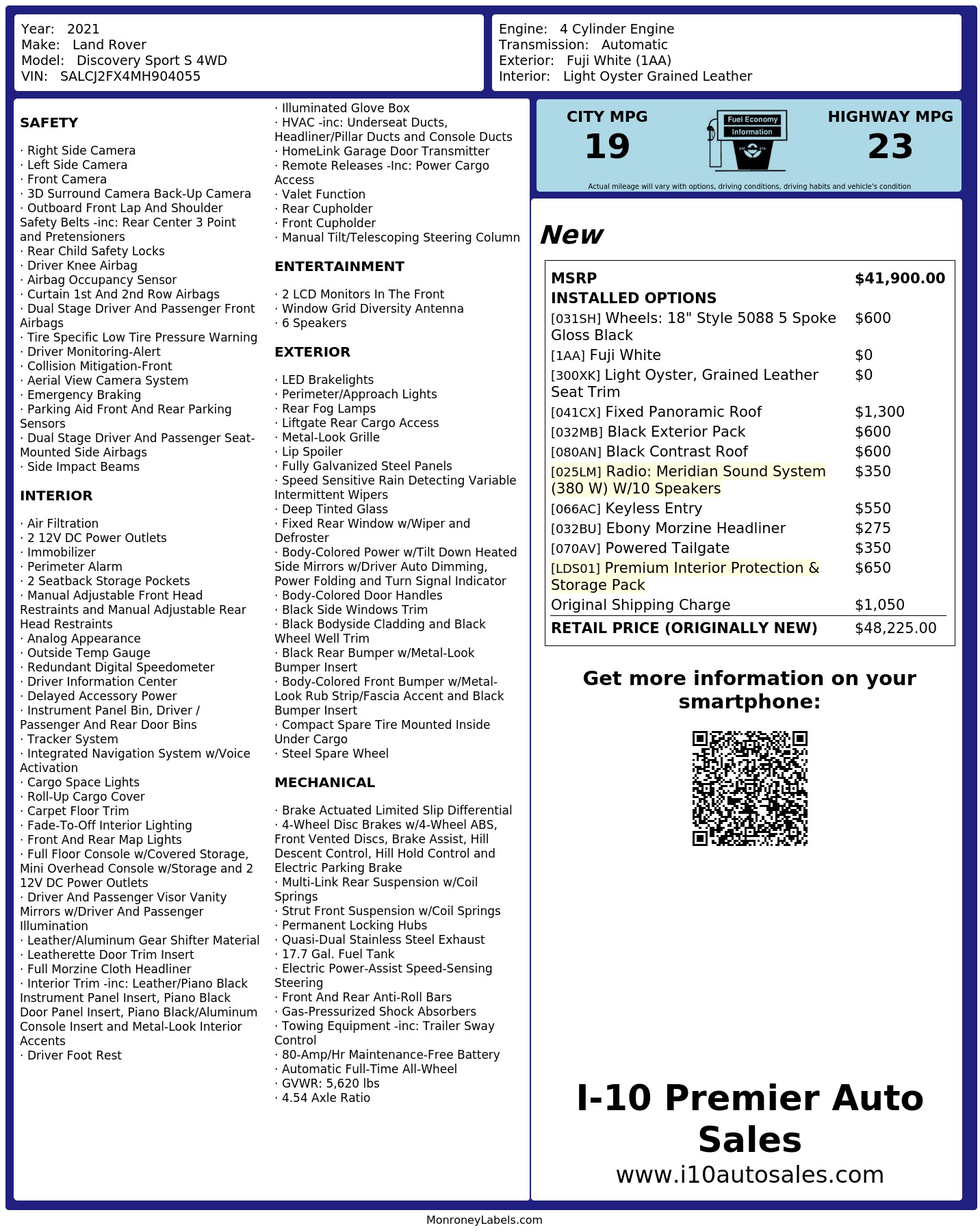 Monroney Label