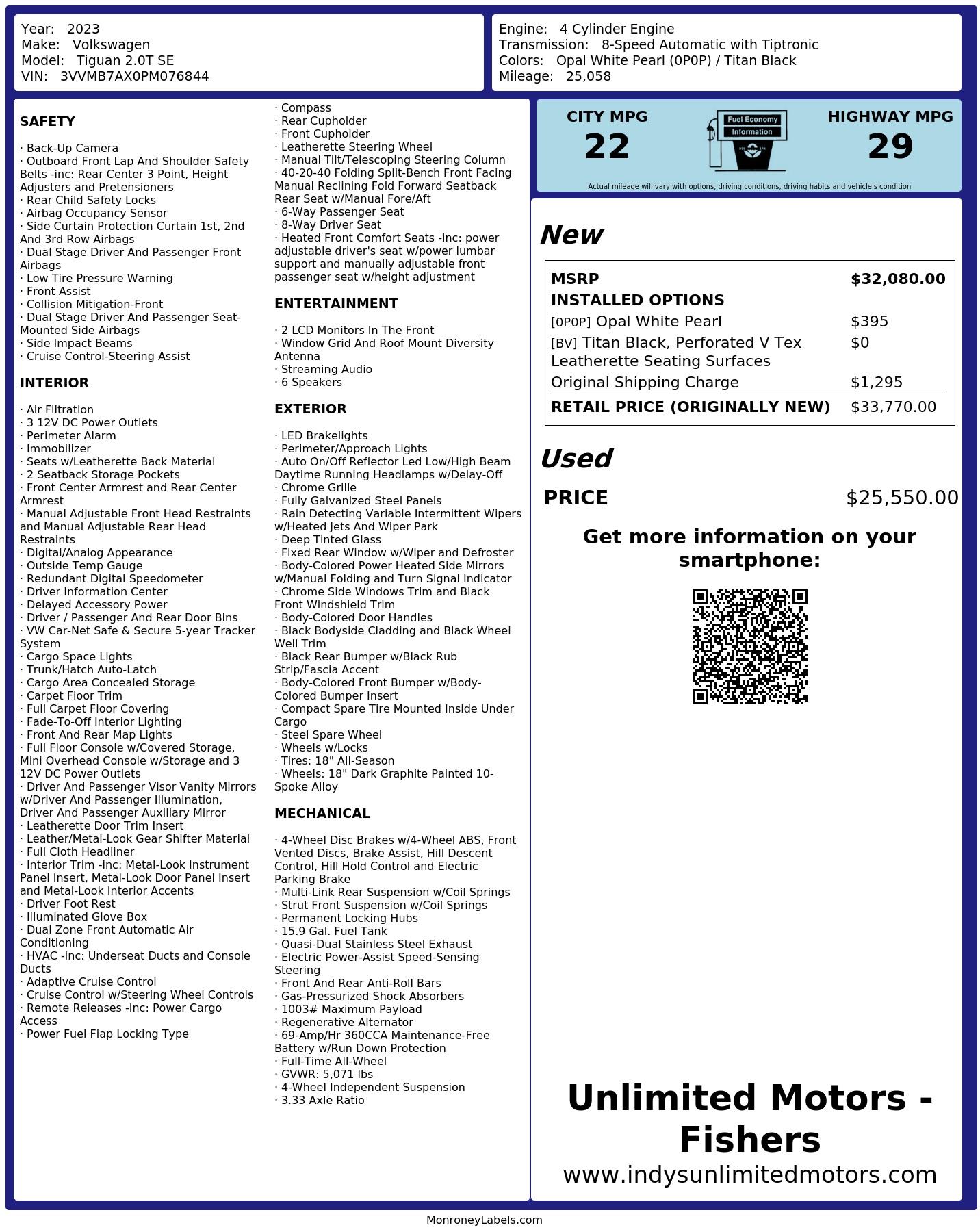 Monroney Label
