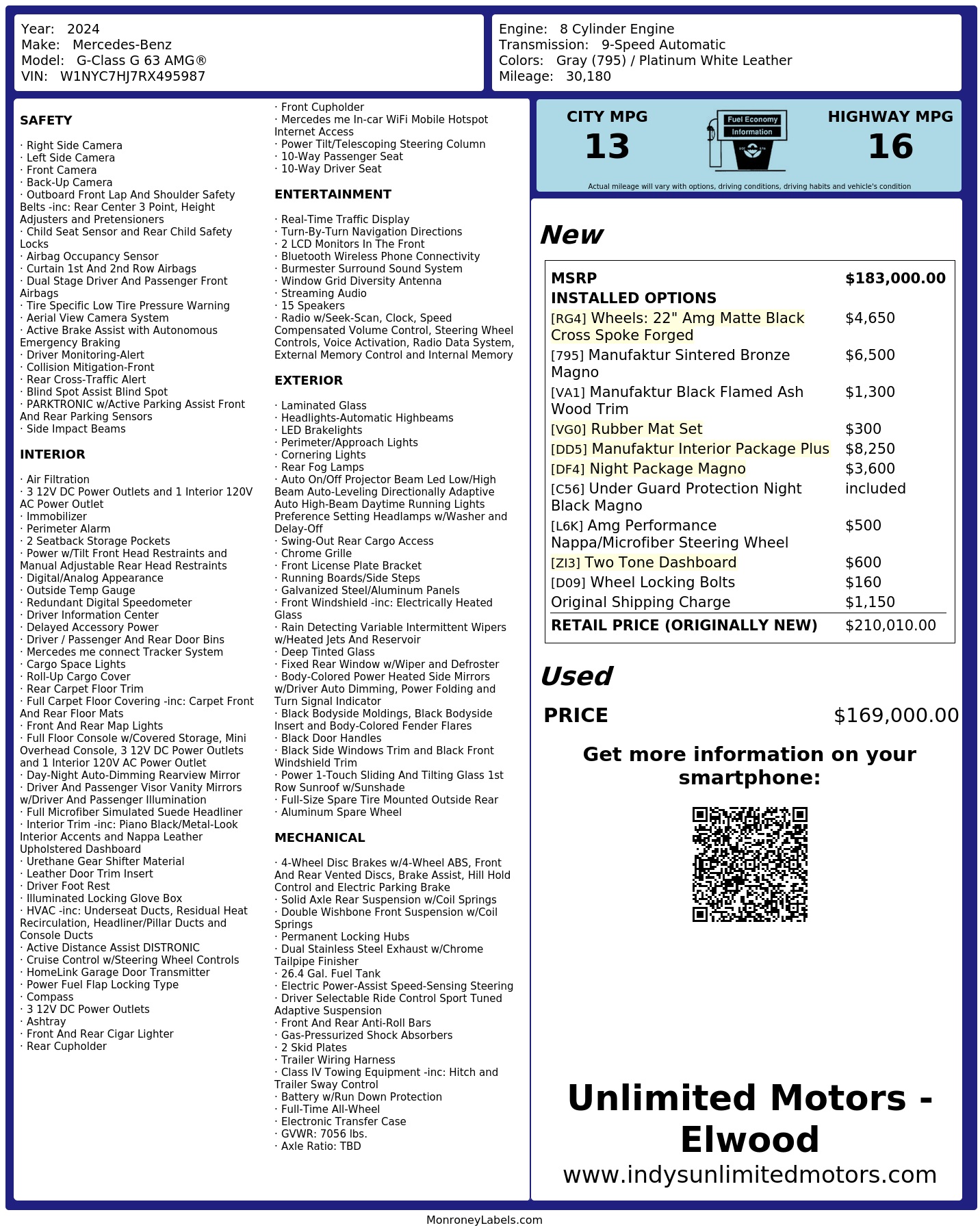 Monroney Label