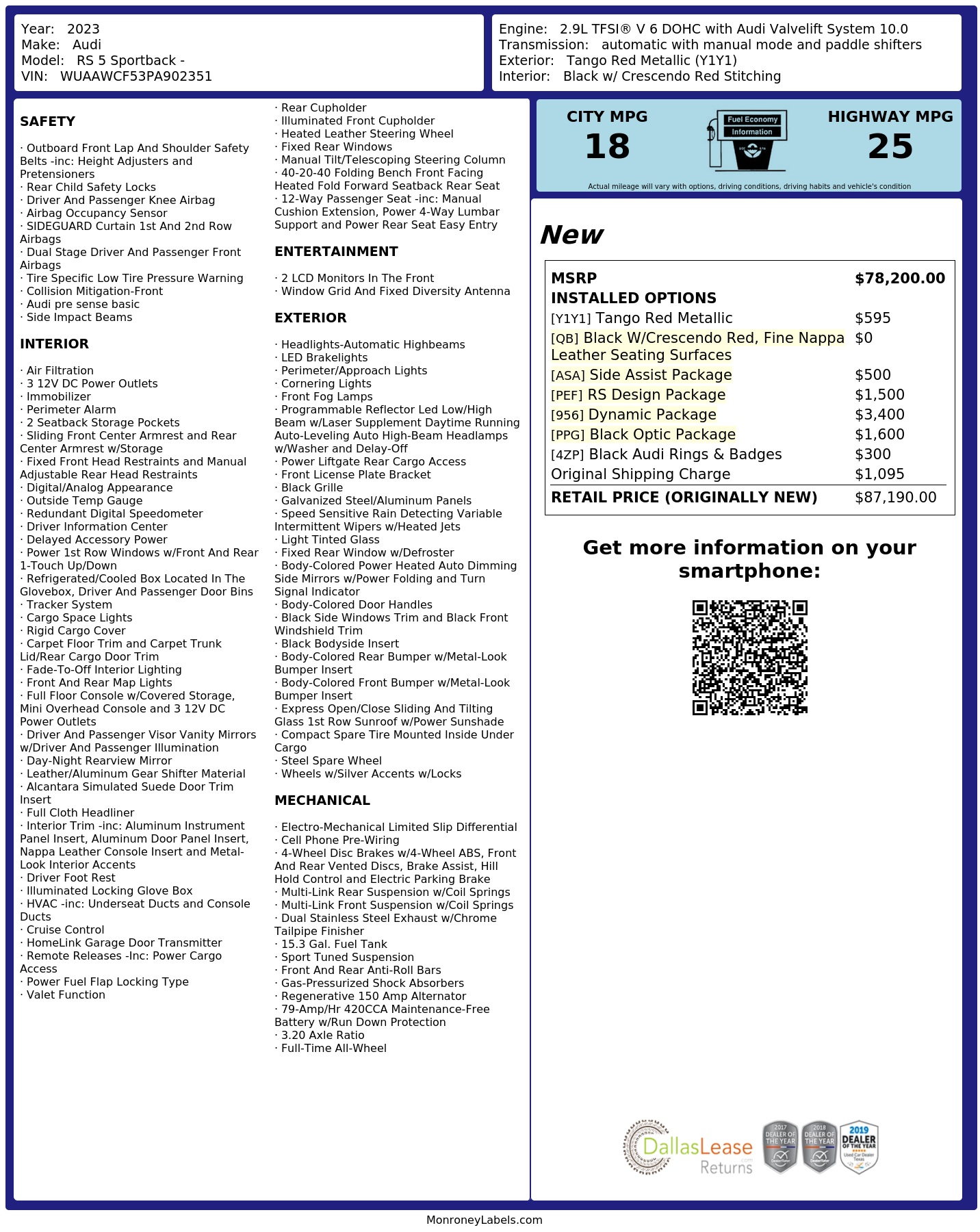 Monroney Label