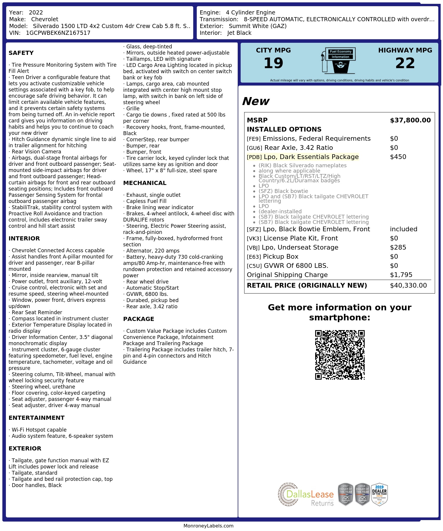 Monroney Label