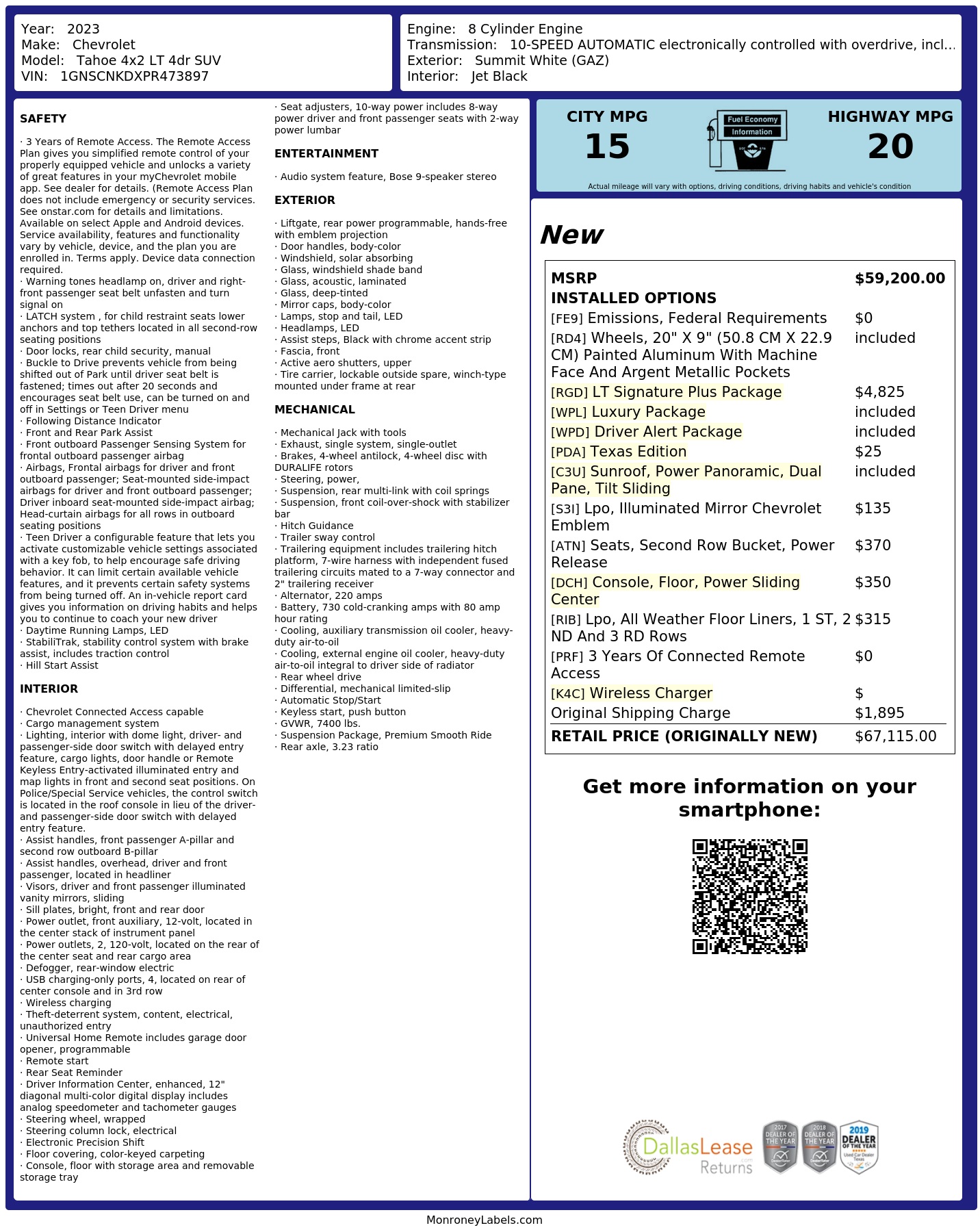 Monroney Label