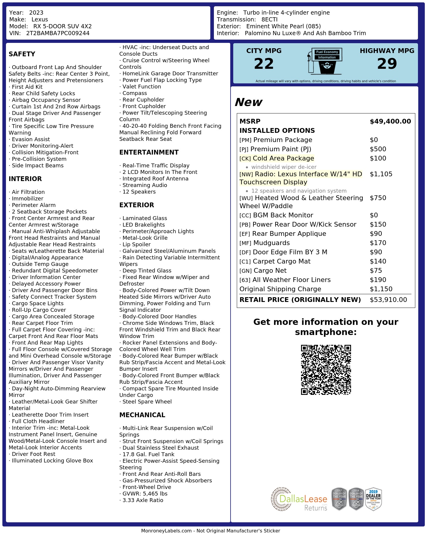 Monroney Label