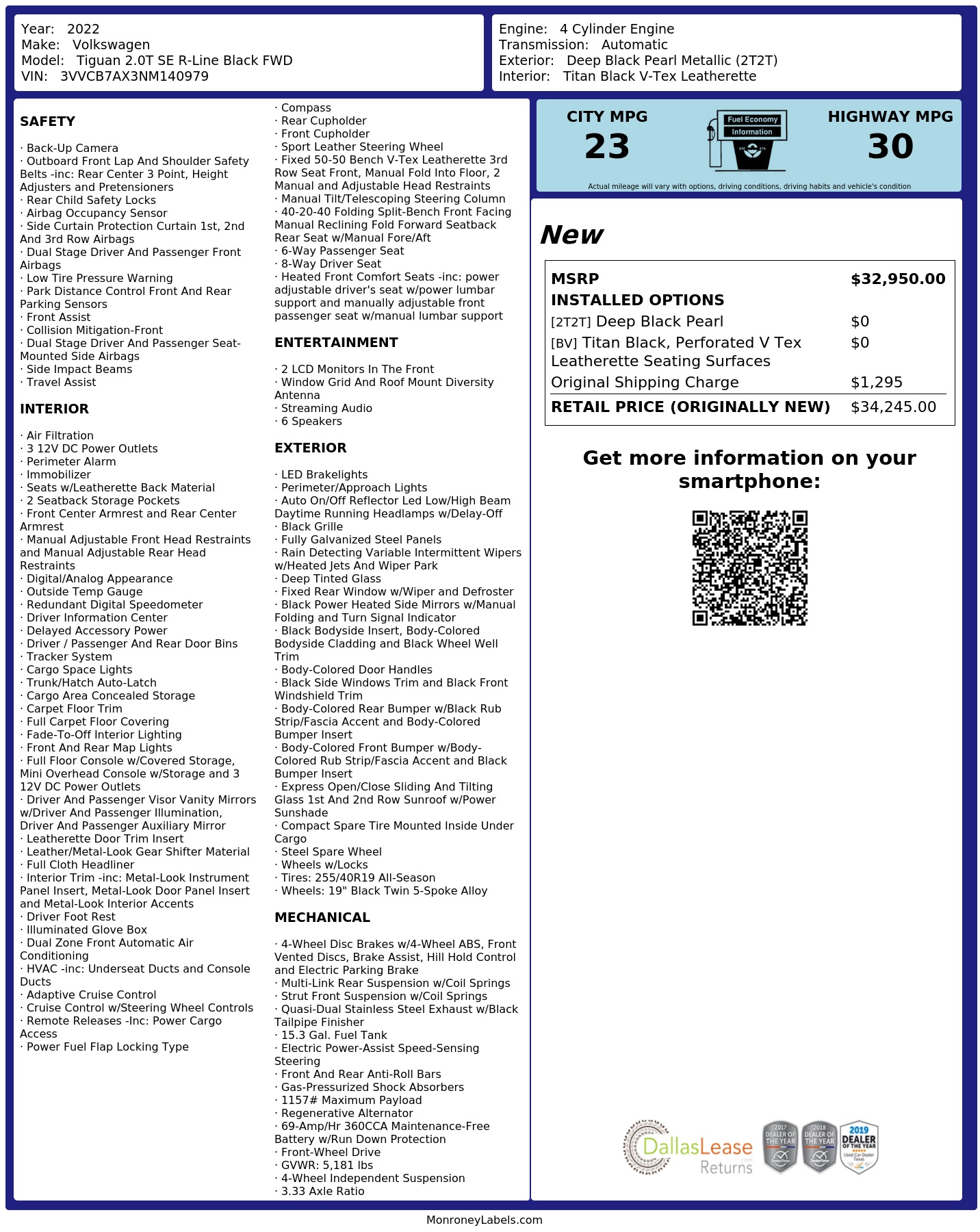 Monroney Label