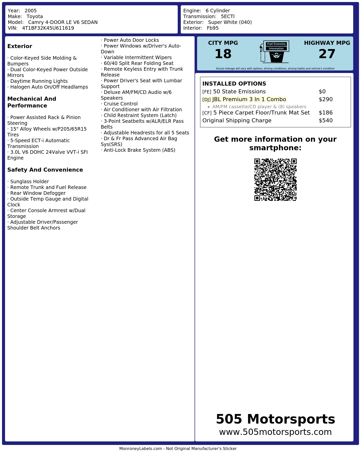 Monroney Label
