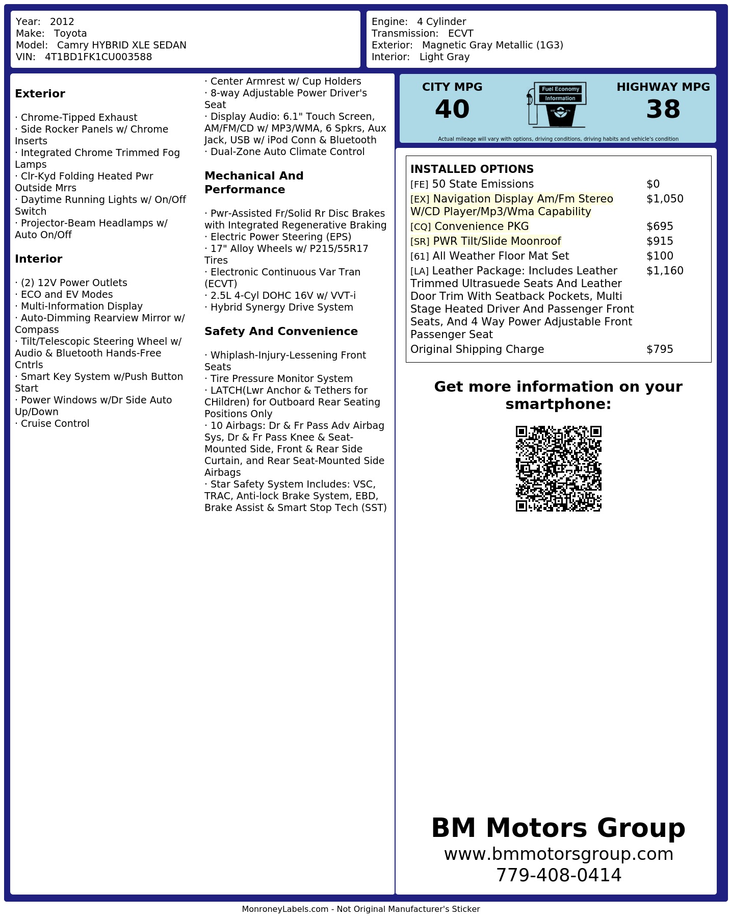 Monroney Label