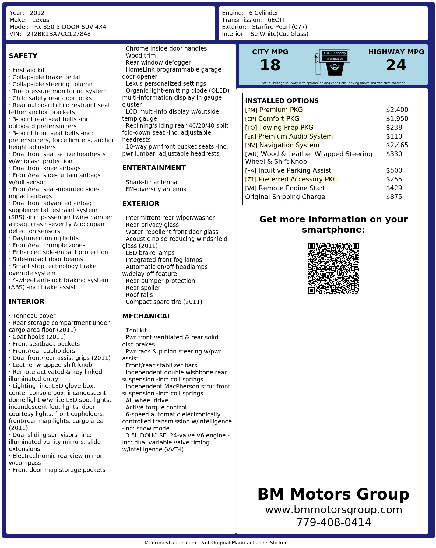 Monroney Label
