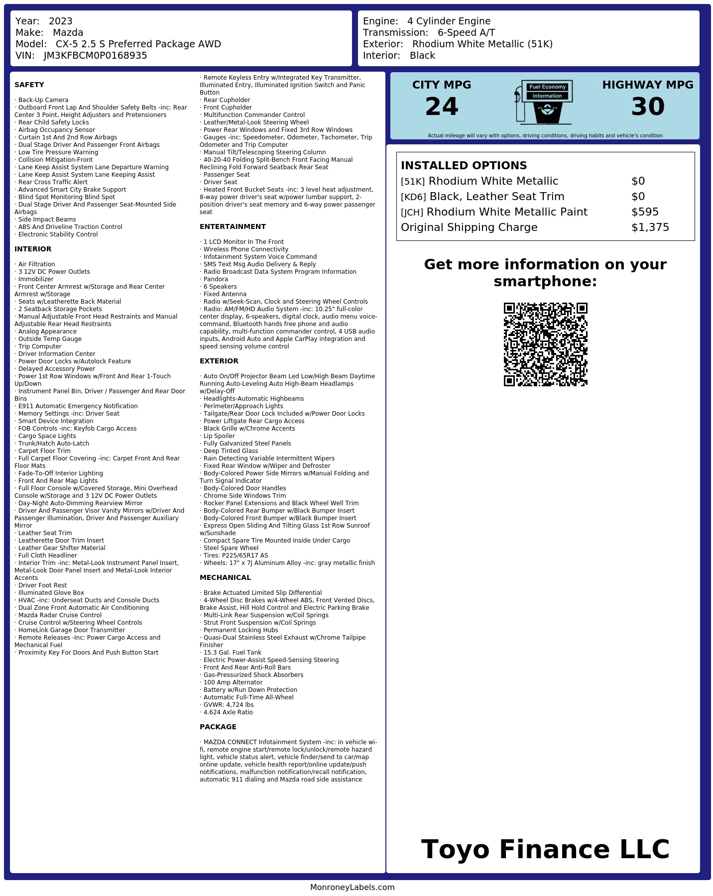 Monroney Label