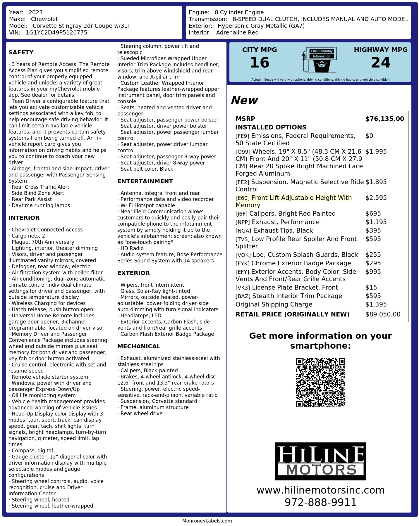 Monroney Label