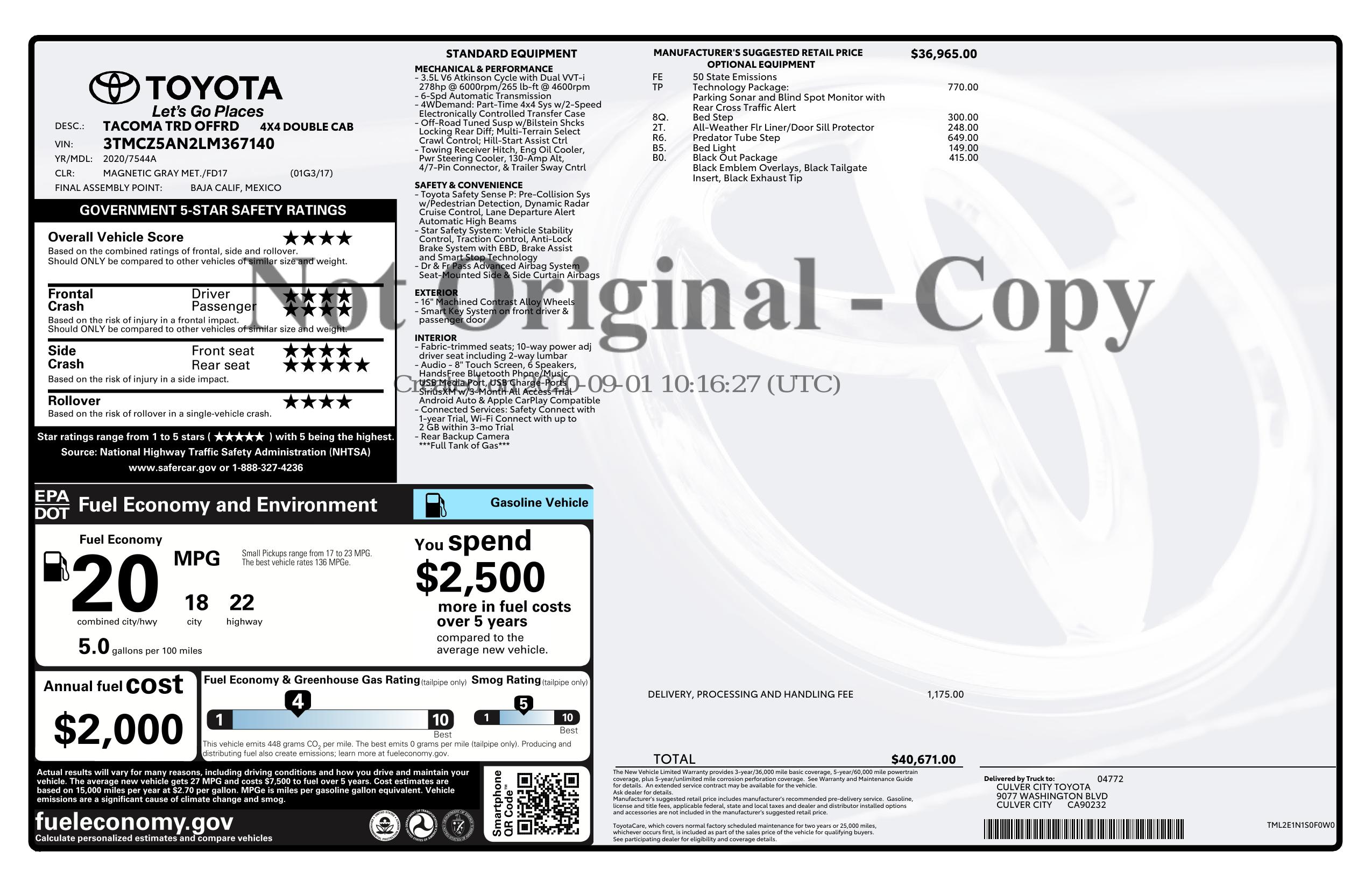 Monroney Label