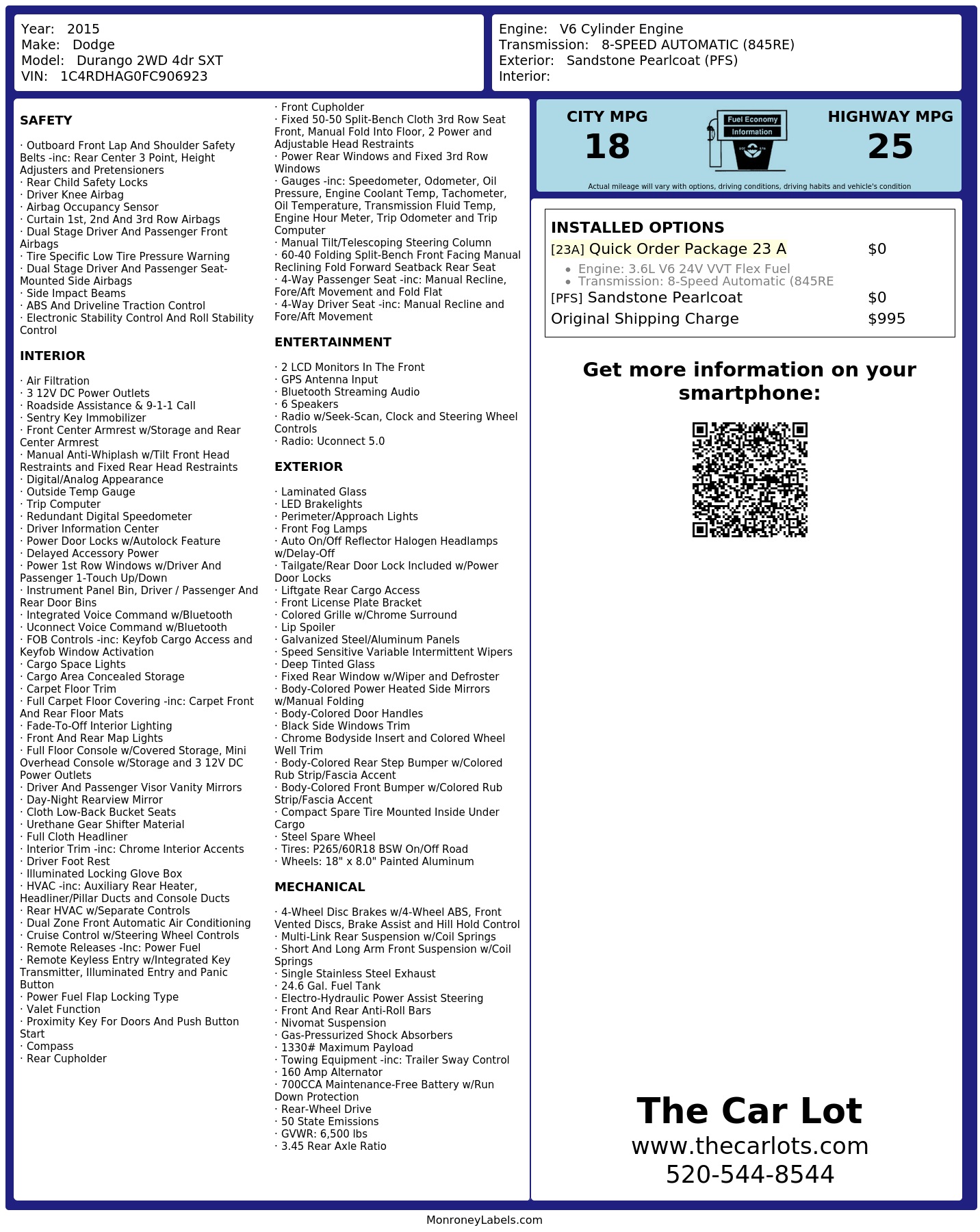 Monroney Label