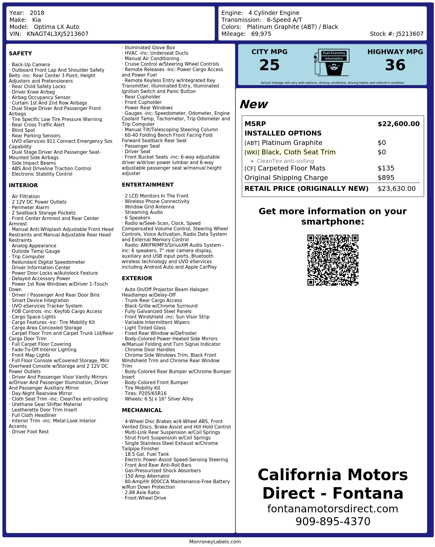 Monroney Label