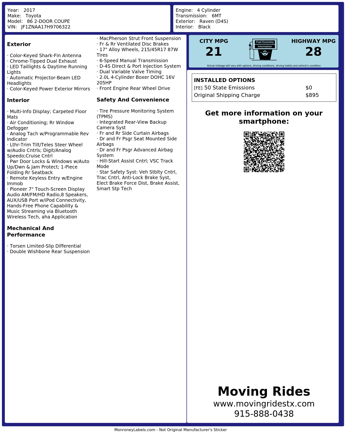 Monroney Label