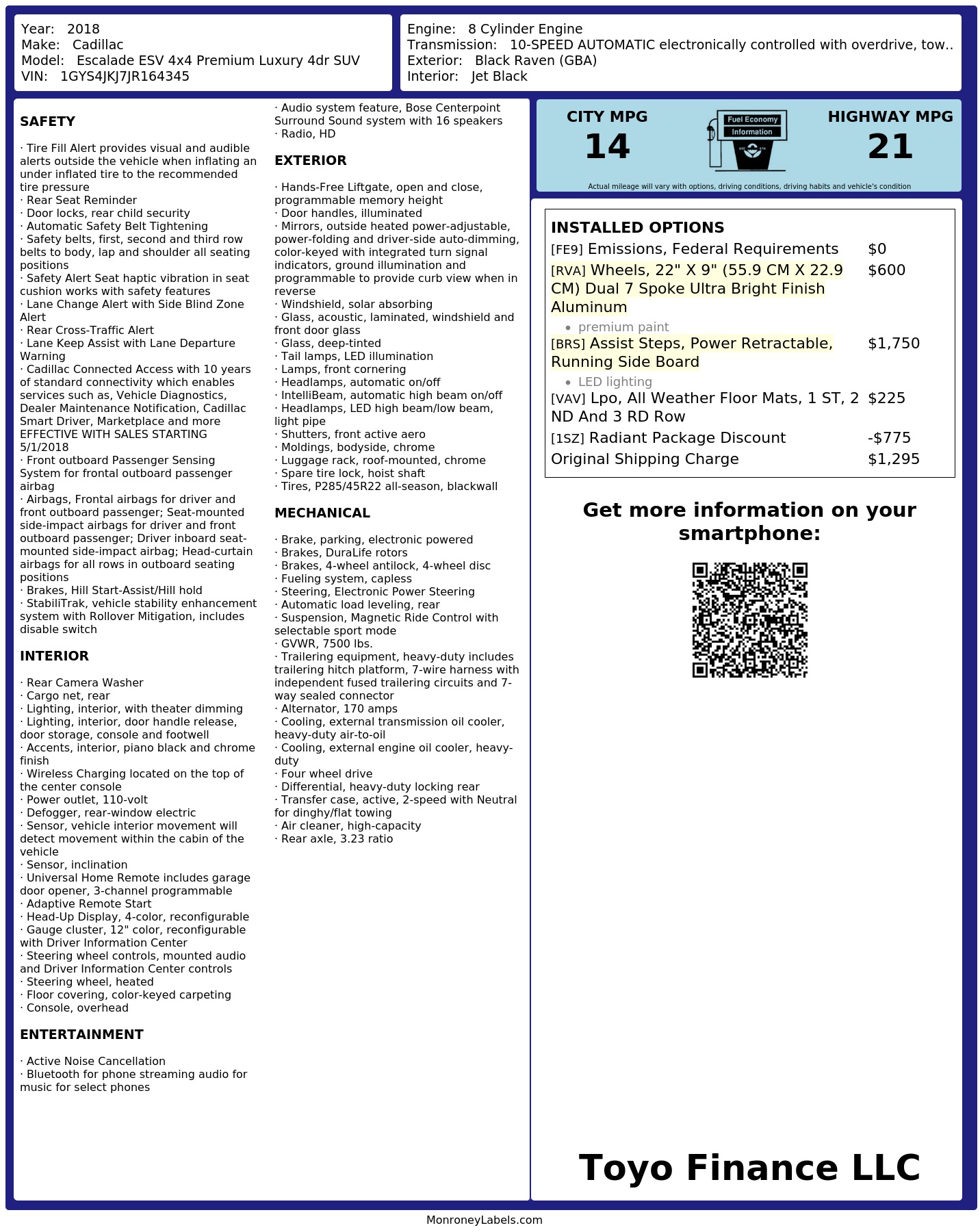 Monroney Label