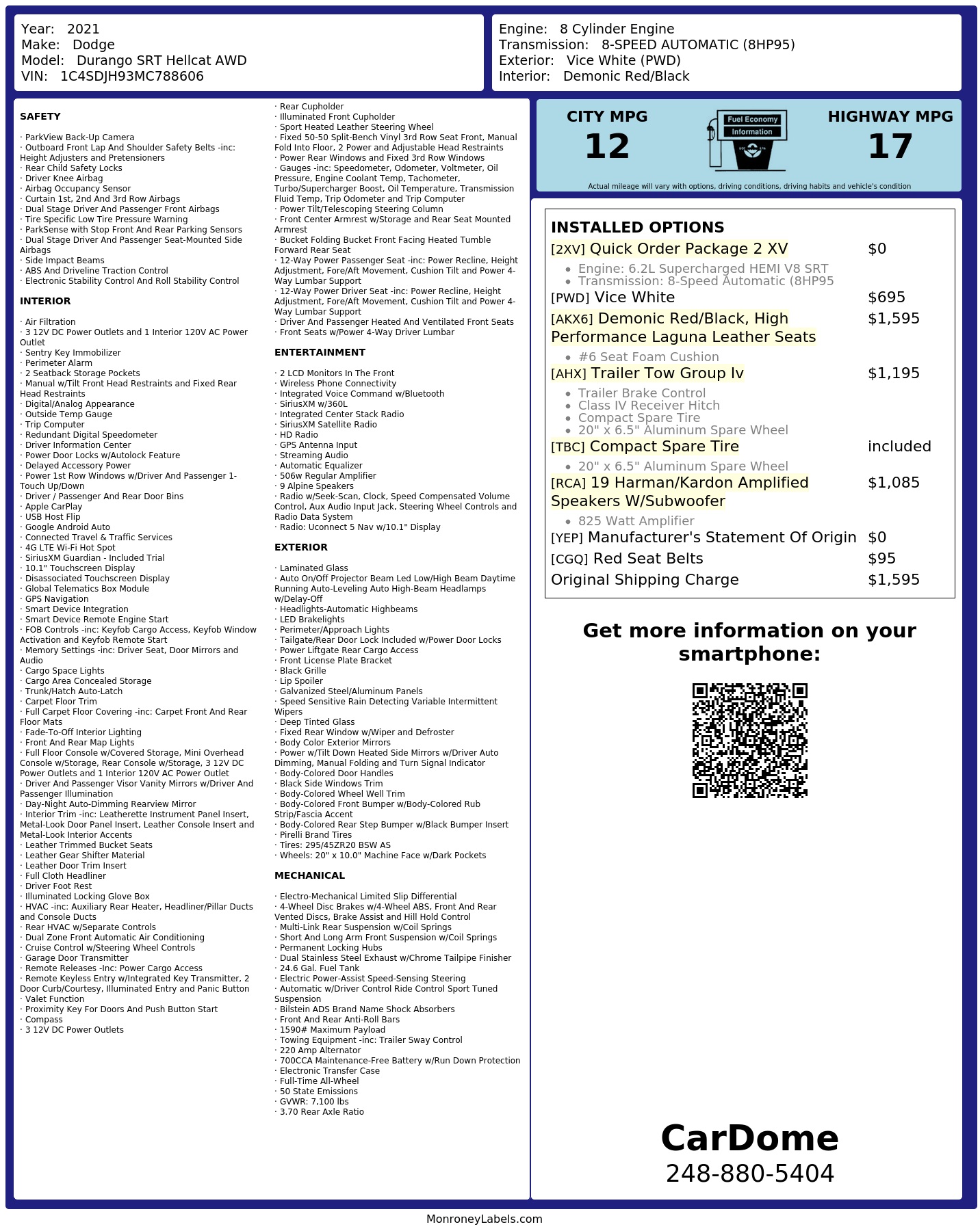 Monroney Label