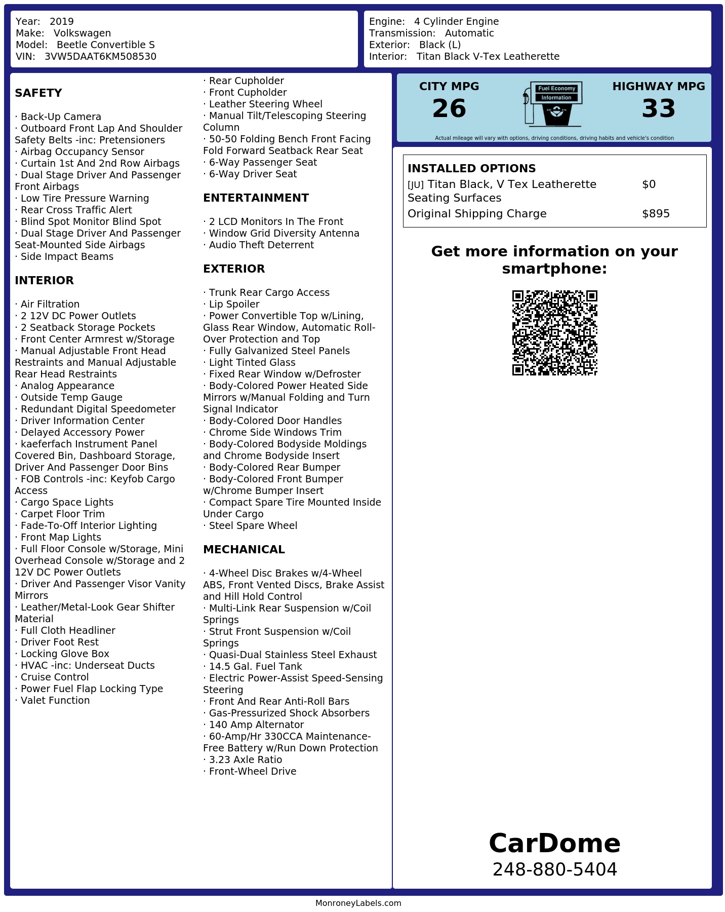 Monroney Label