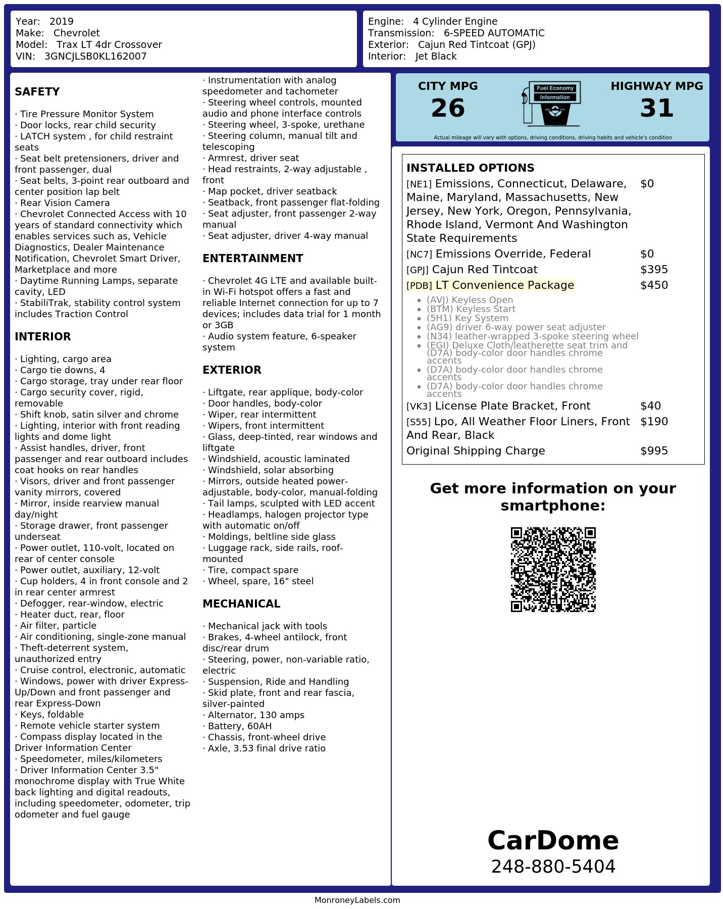 Monroney Label
