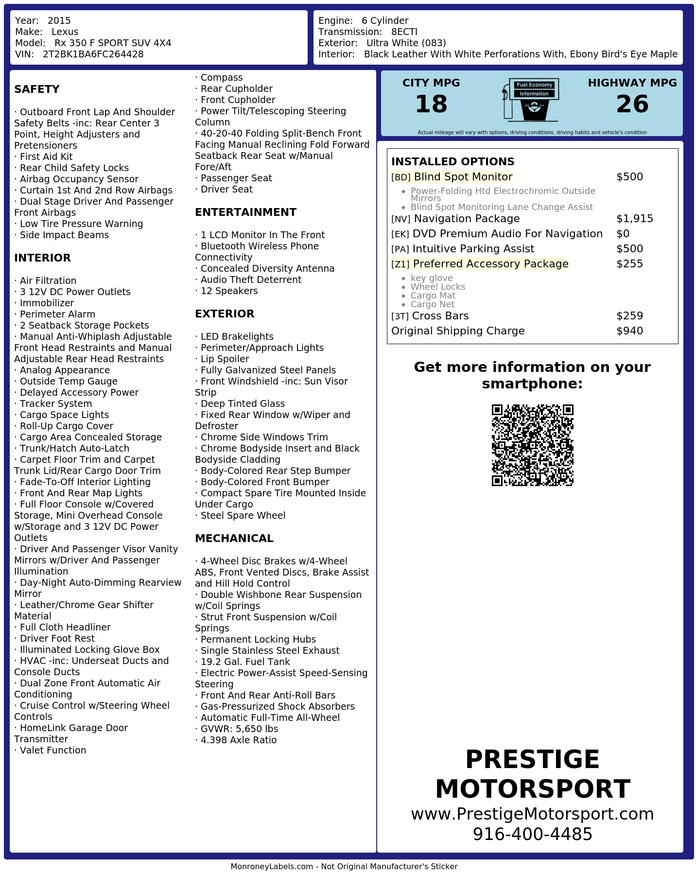 Monroney Label