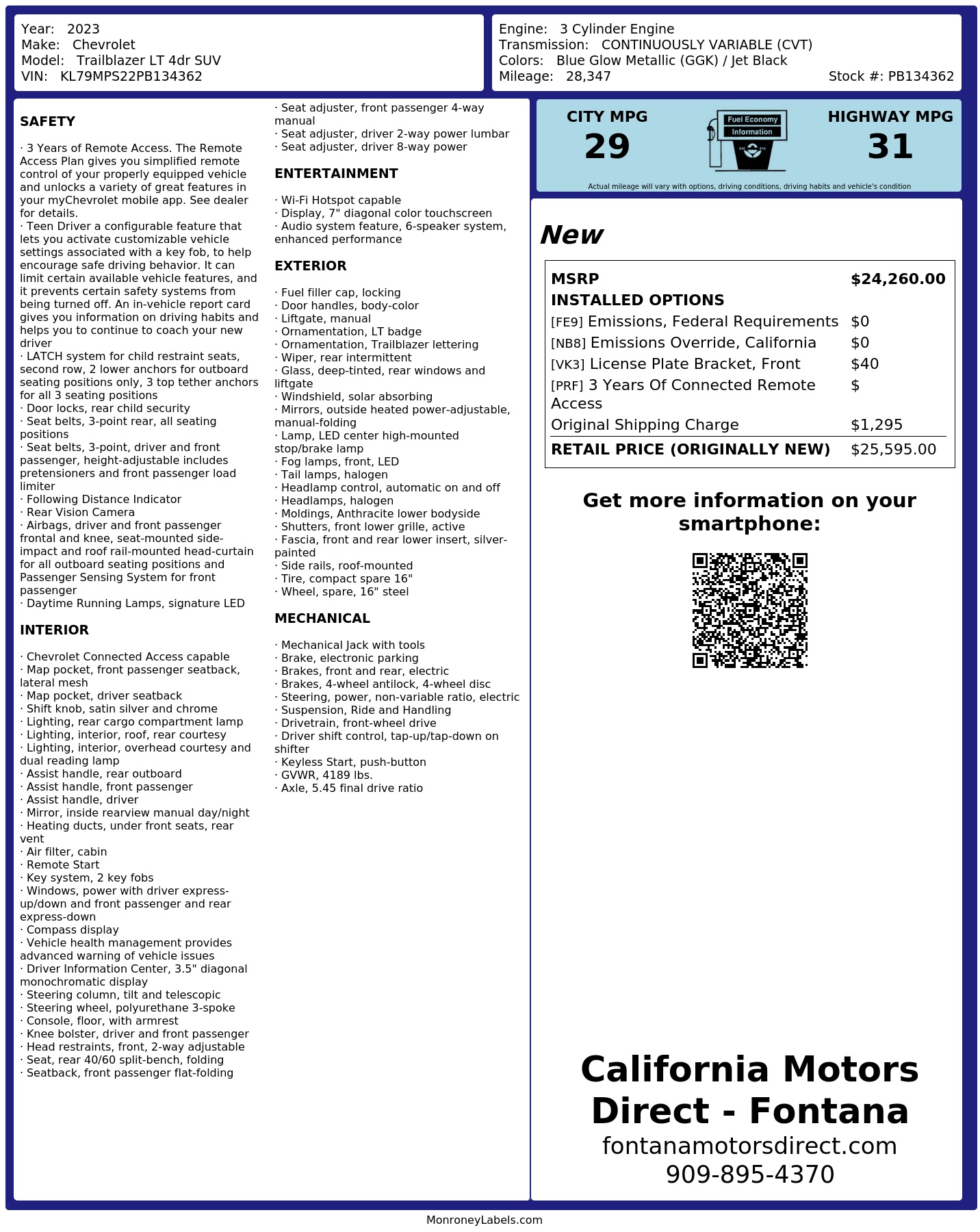 Monroney Label