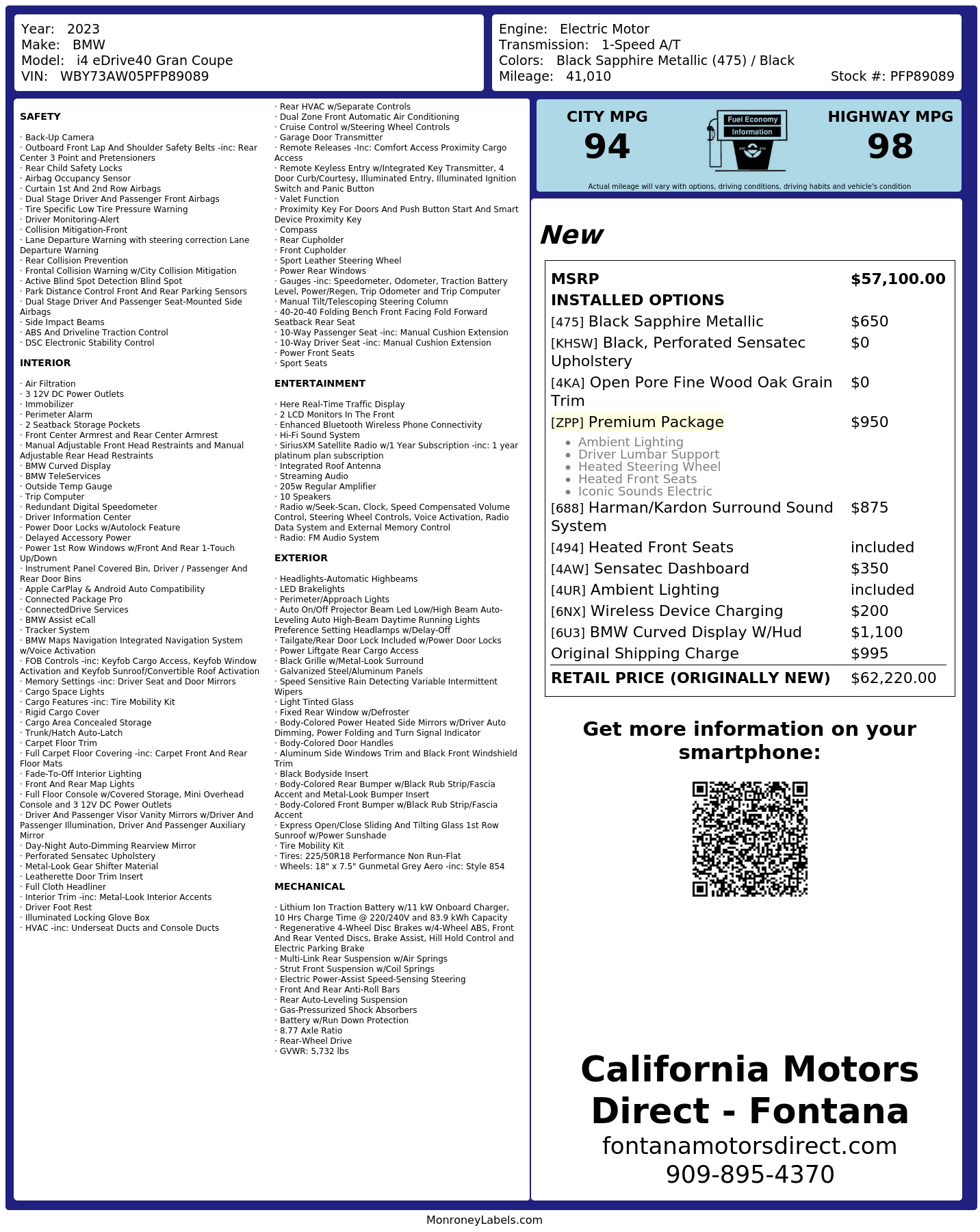 Monroney Label