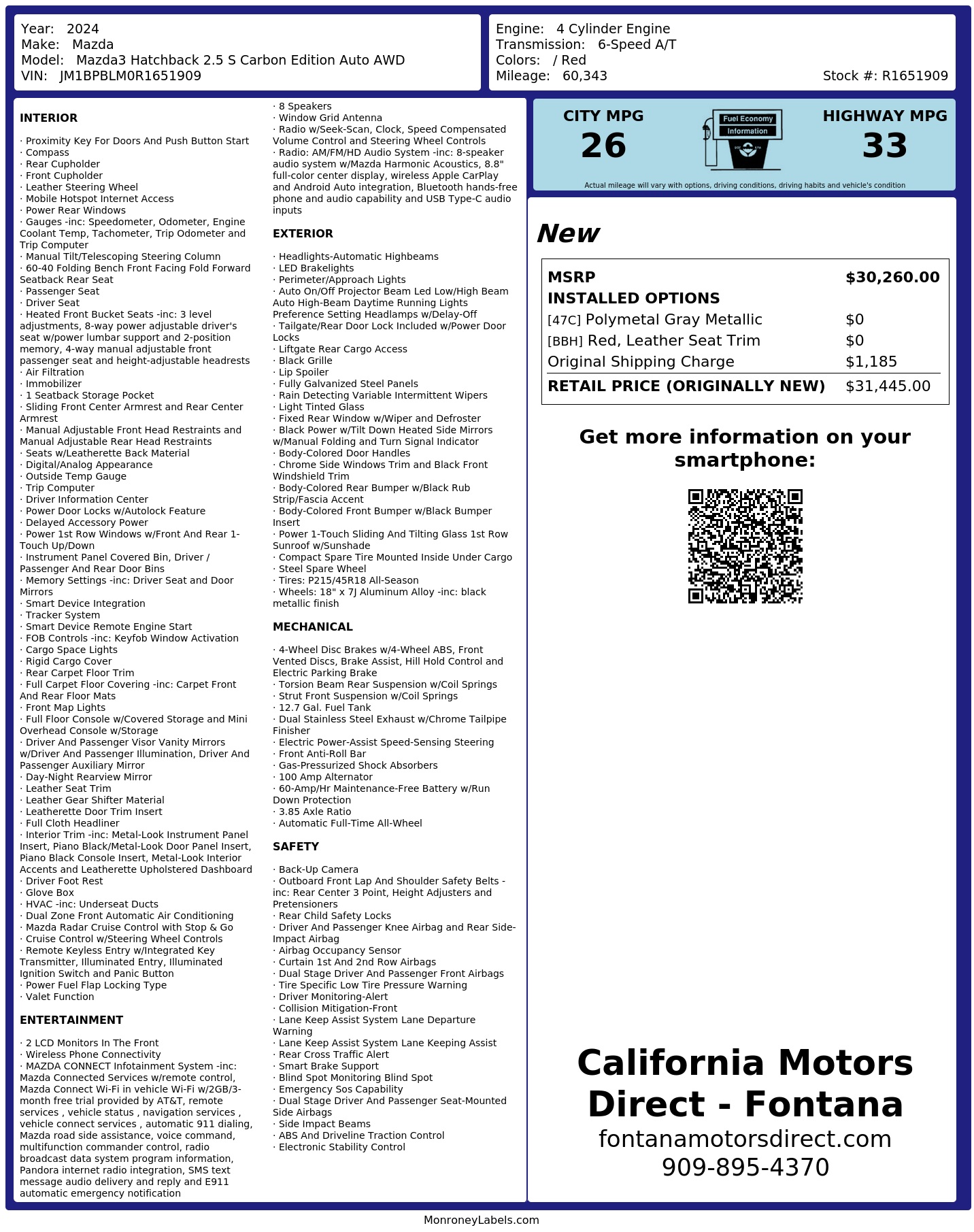 Monroney Label