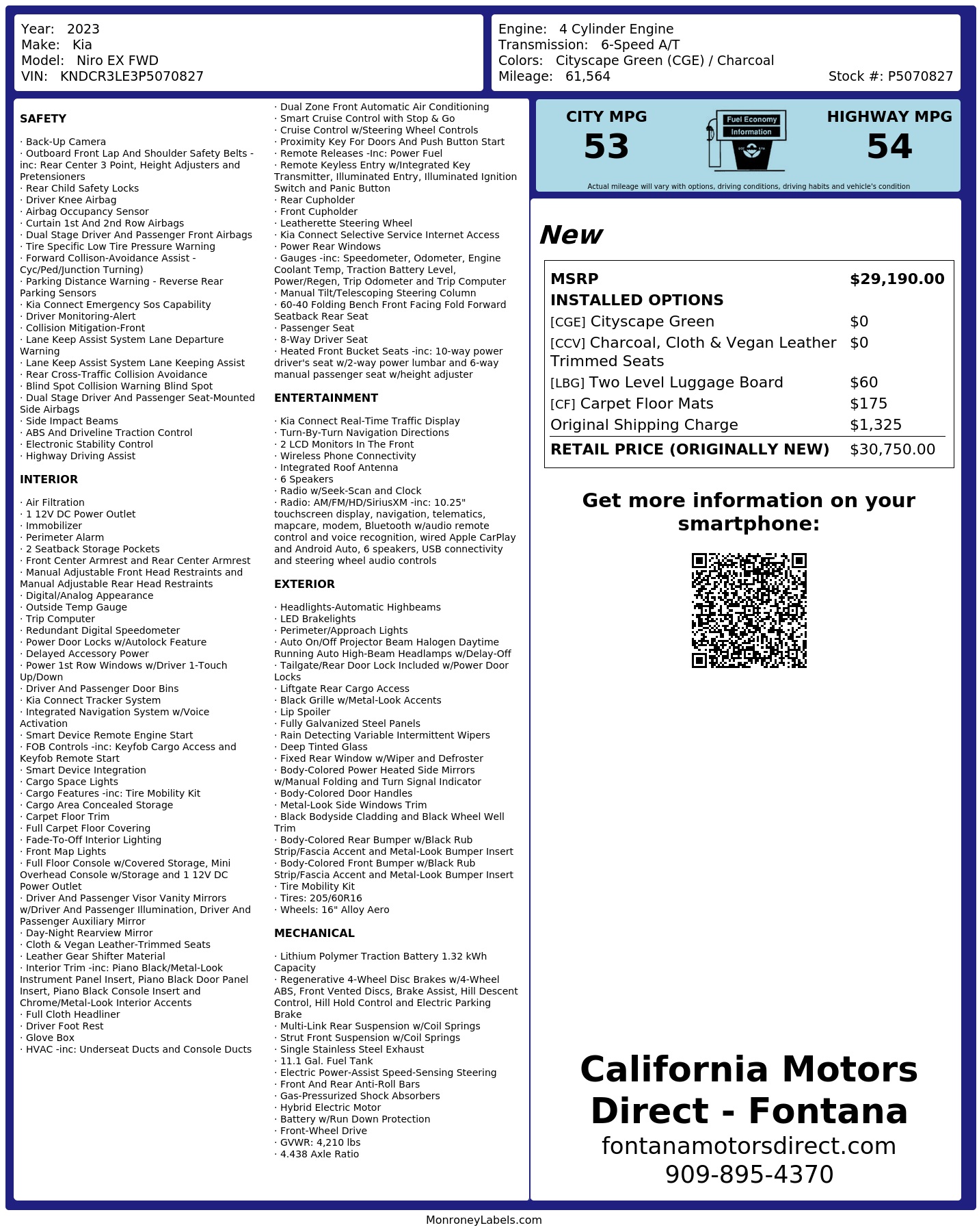 Monroney Label