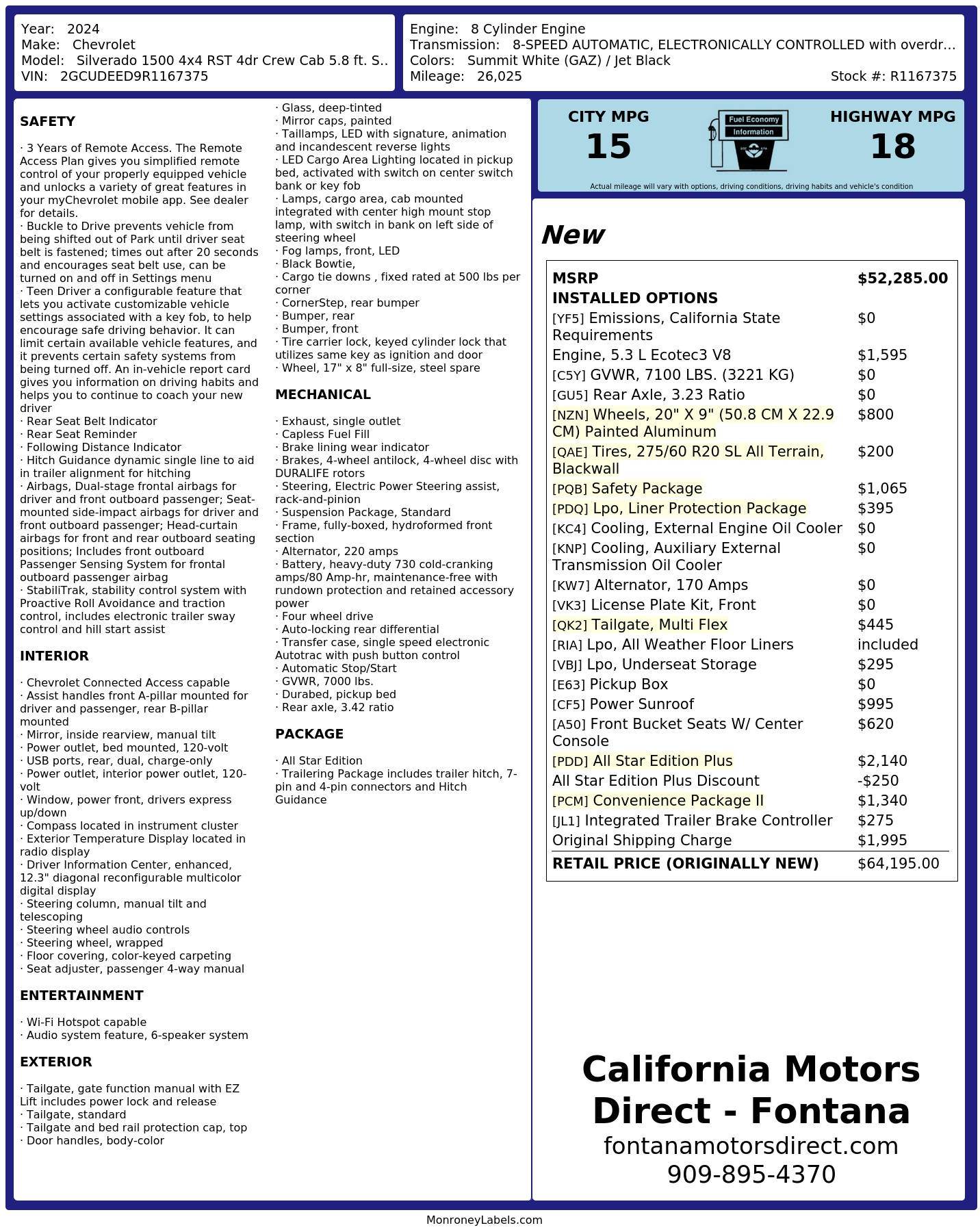 Monroney Label