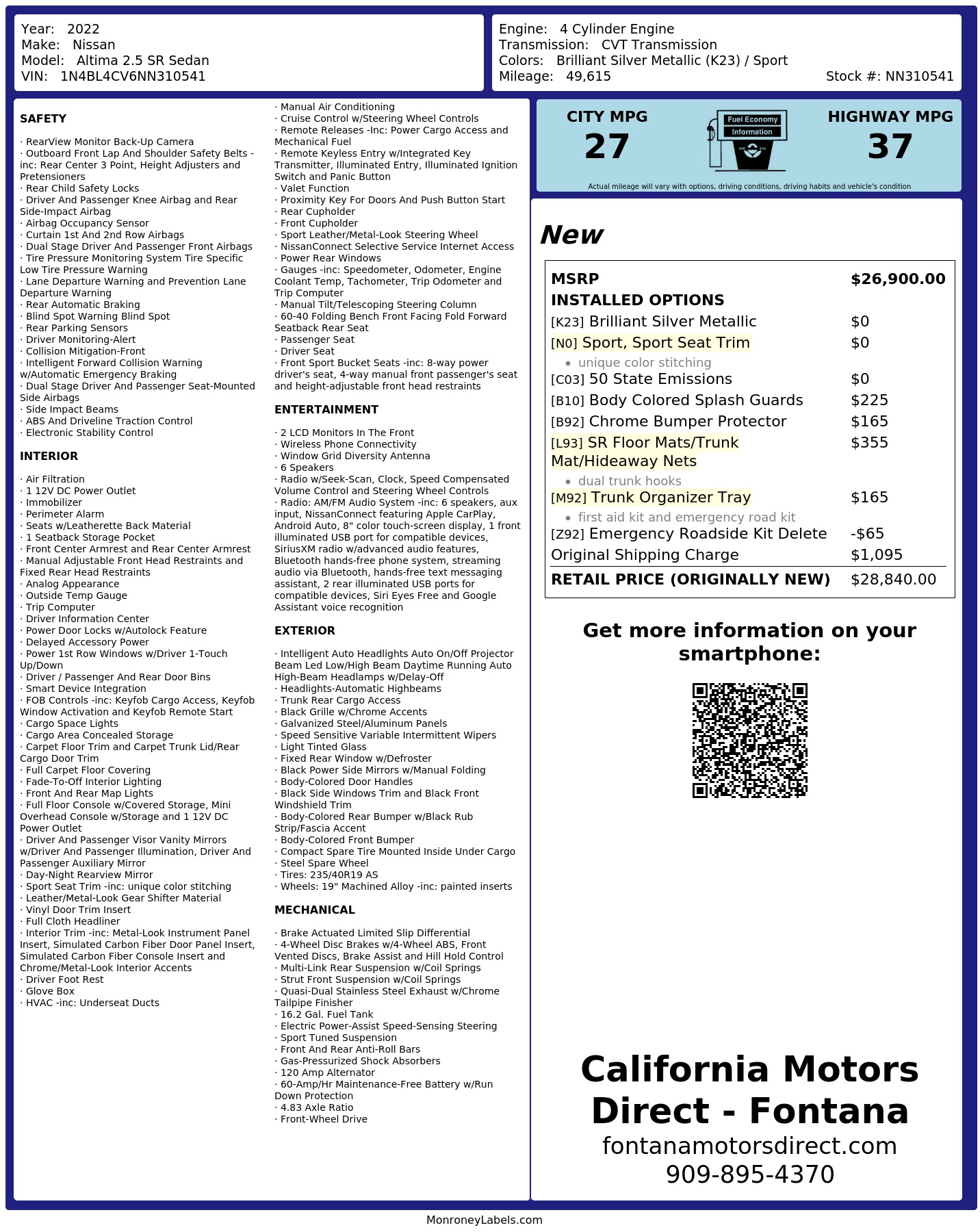 Monroney Label