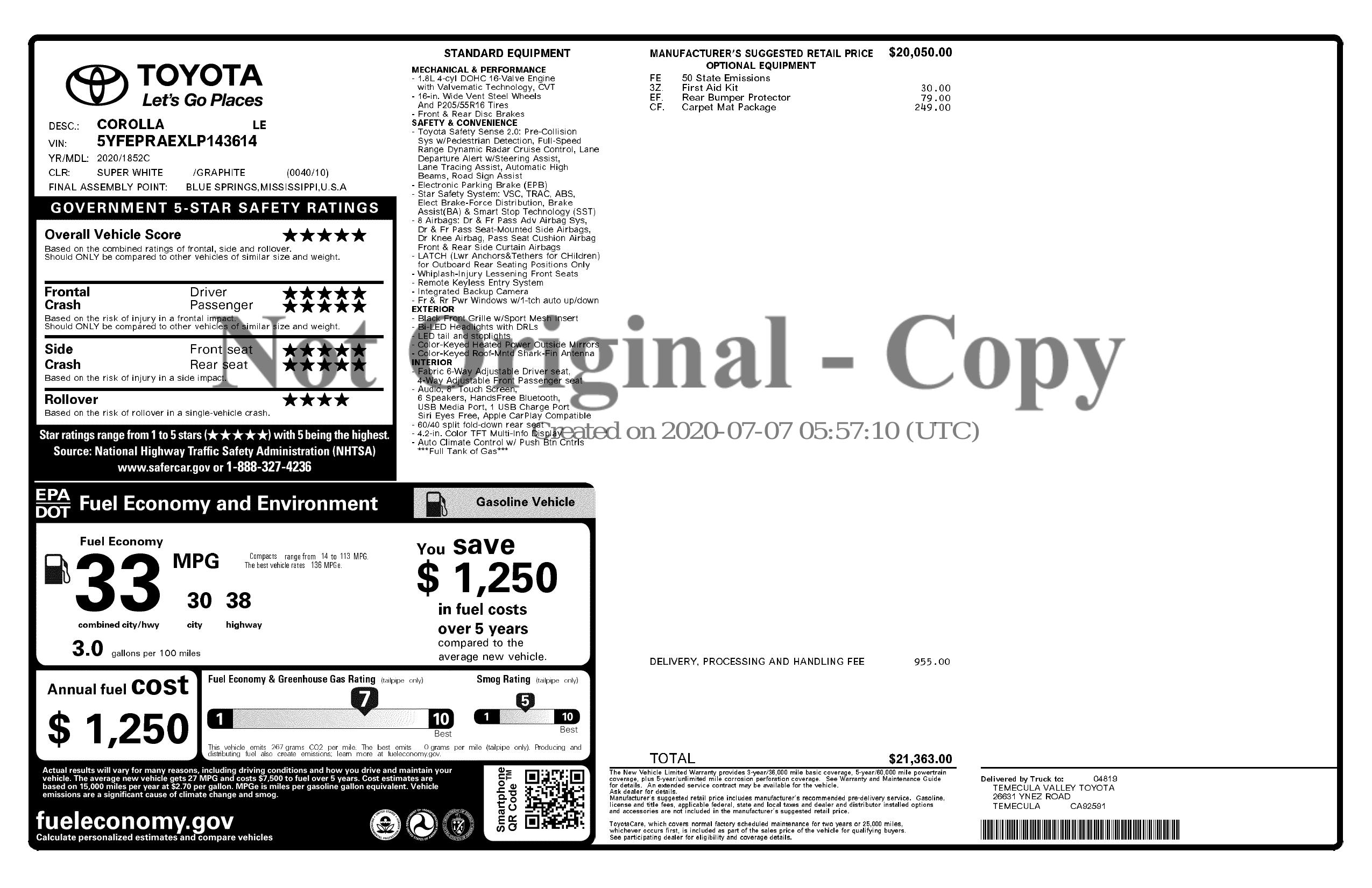 Monroney Label
