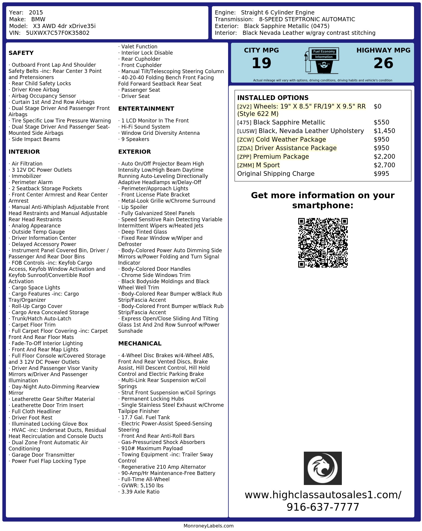 Monroney Label