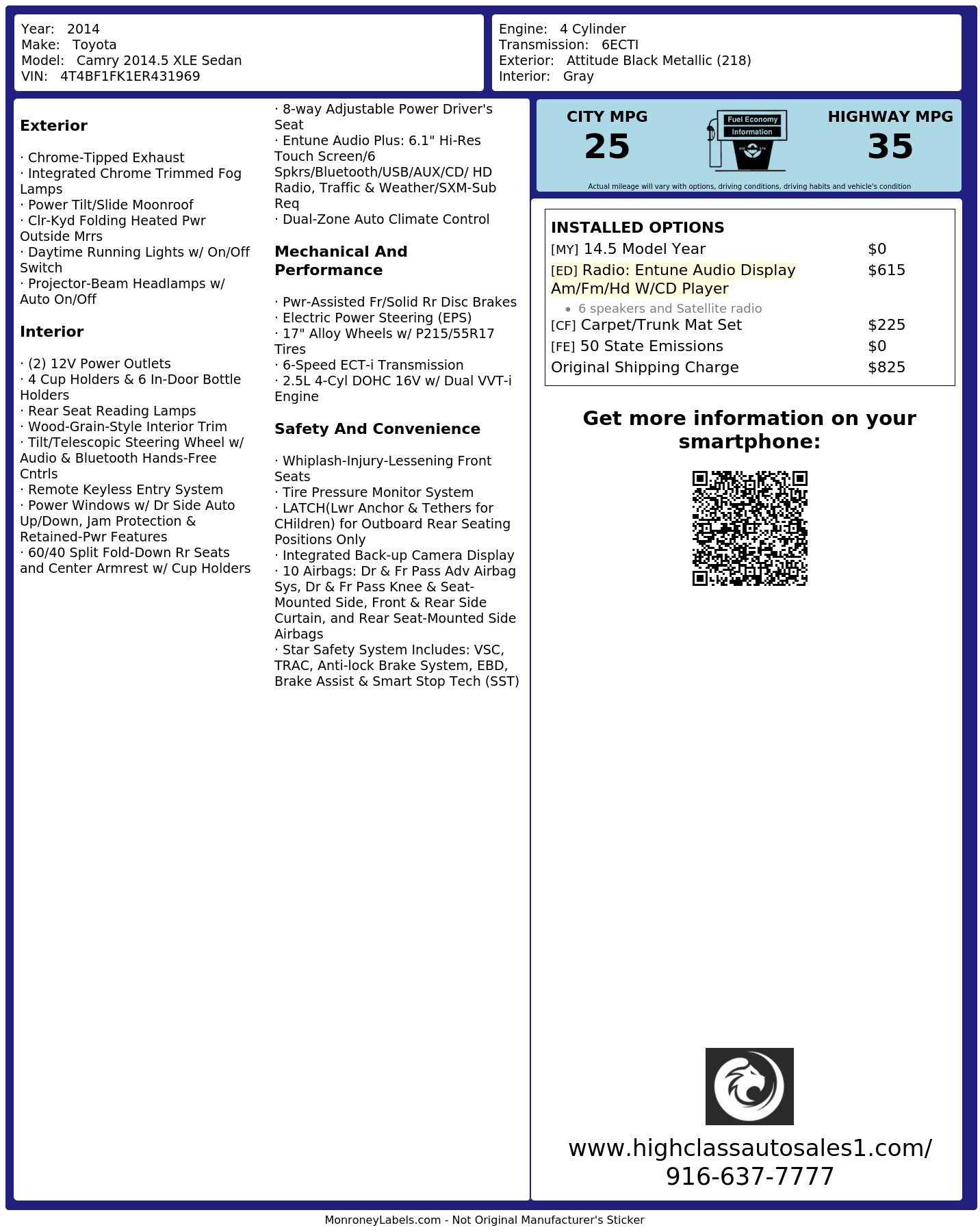 Monroney Label