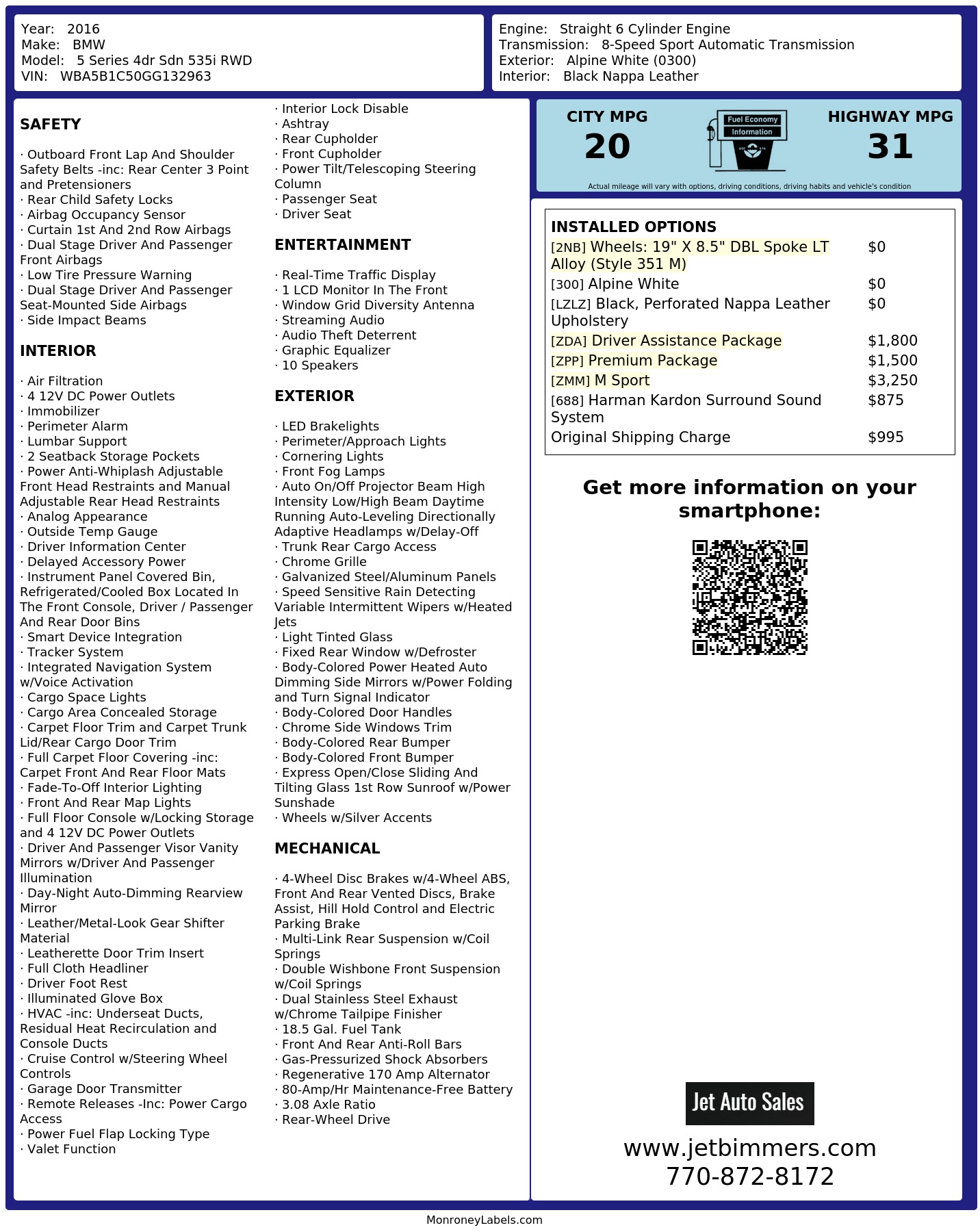 Monroney Label