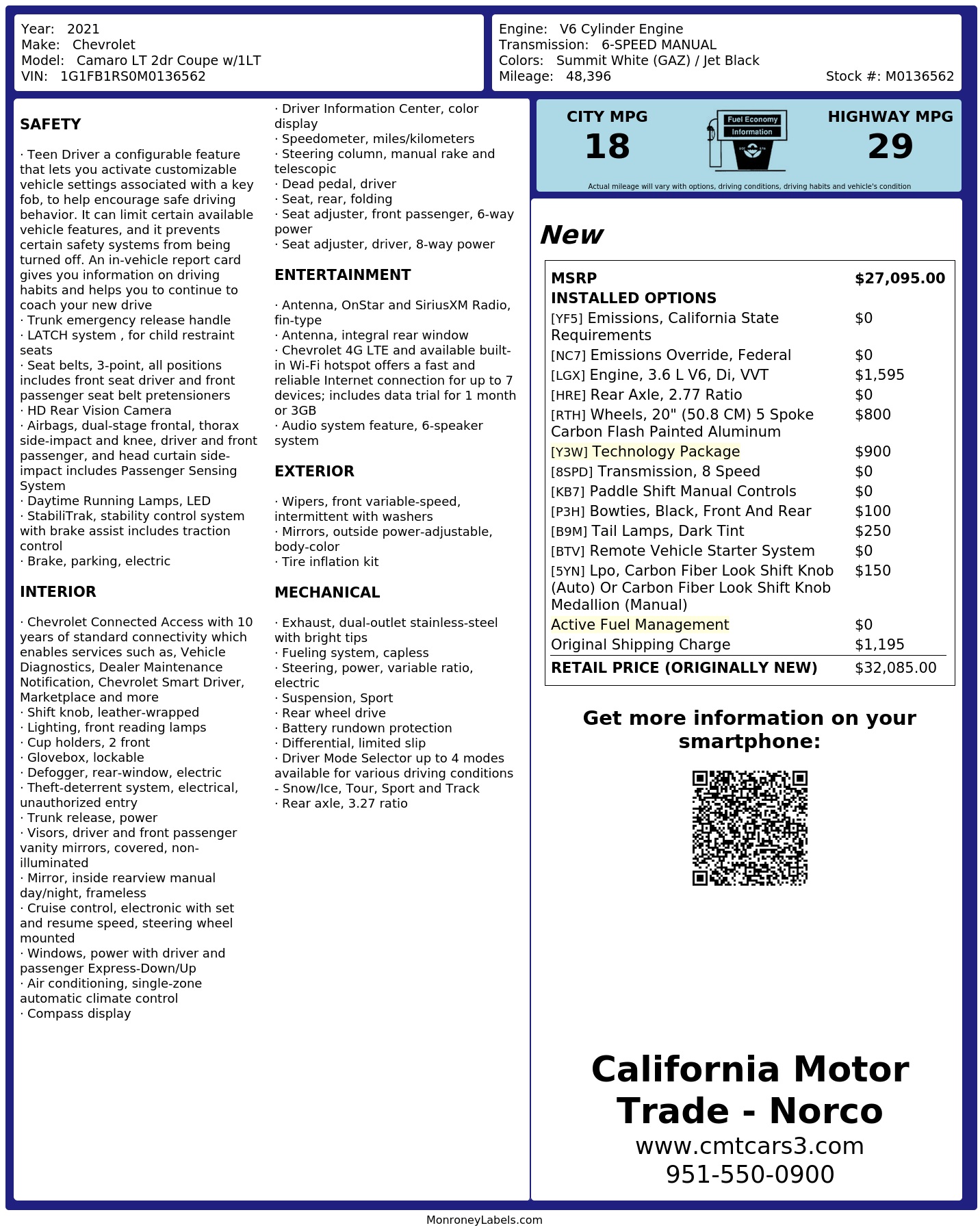 Monroney Label