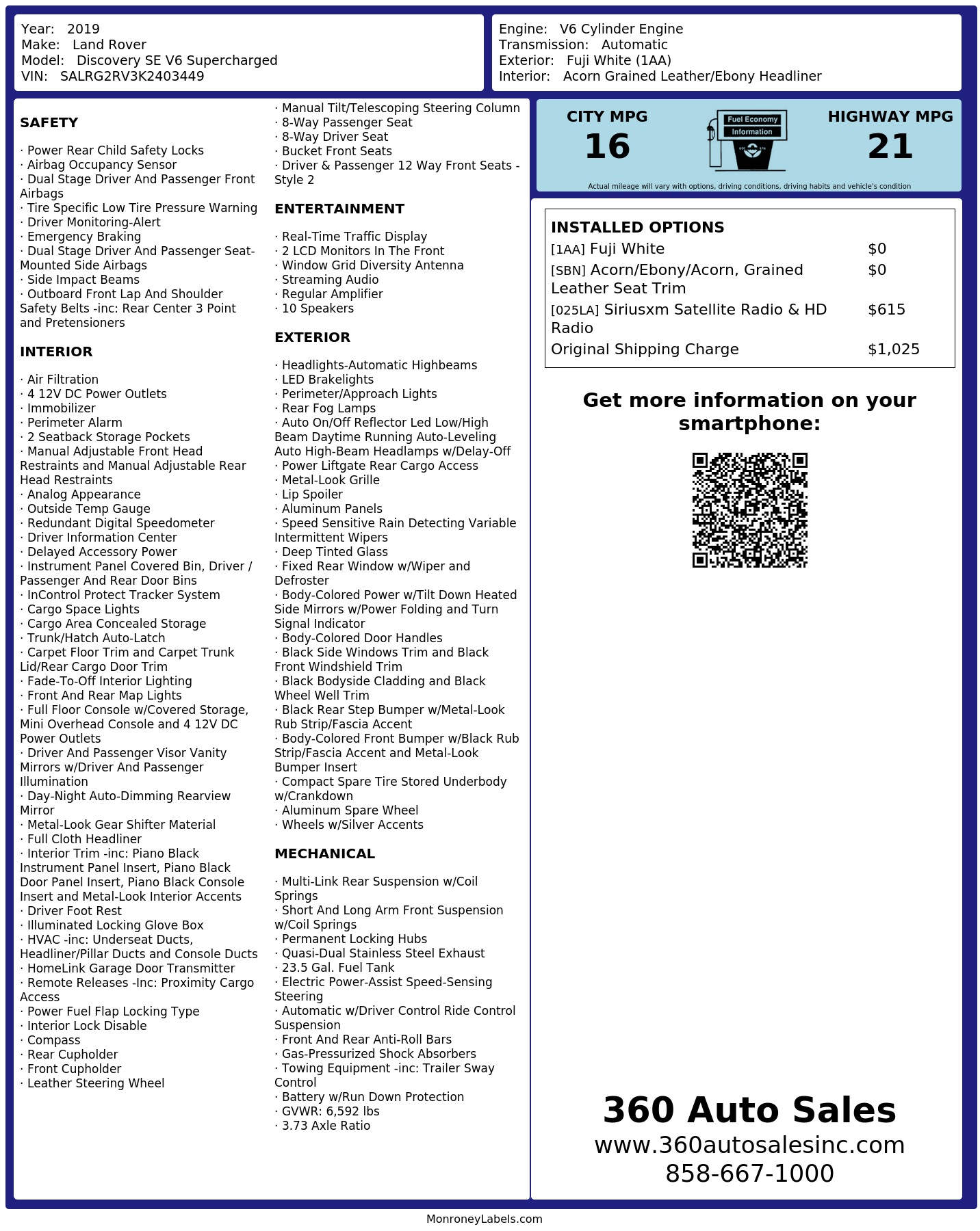 Monroney Label