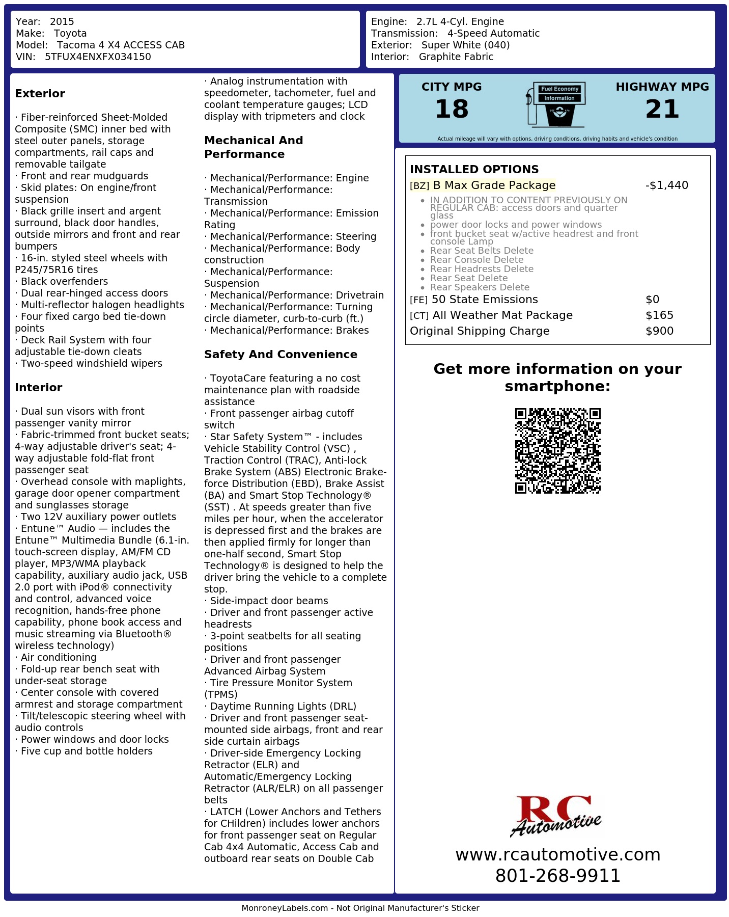 Monroney Label