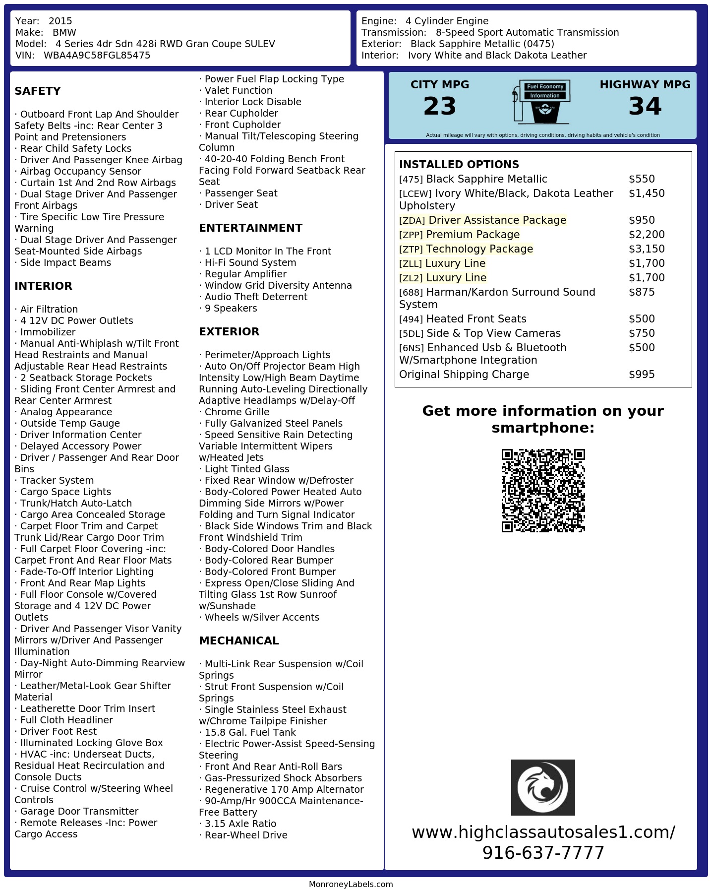 Monroney Label